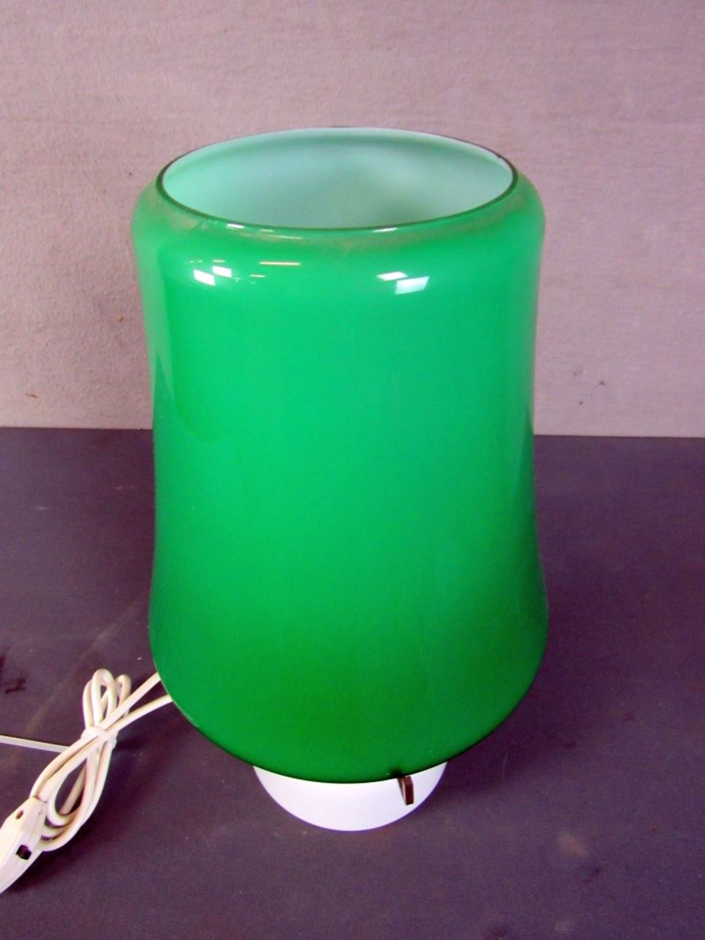 Vintage Tischlampe grüner Schirm weiß - Bild 5 aus 6