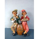 Figur zwei Clowns musizierend 63 cm