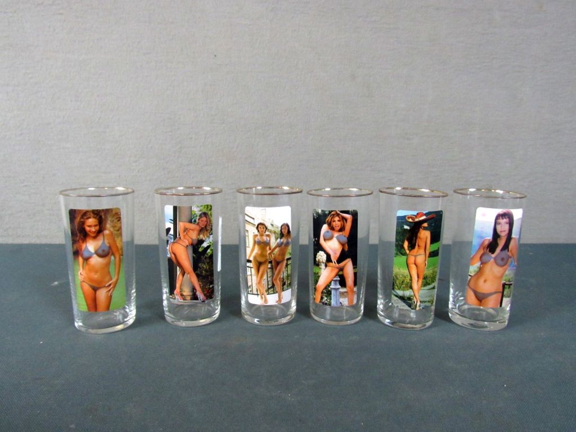 Vintage Gläser mit Damen in Aktszene 6