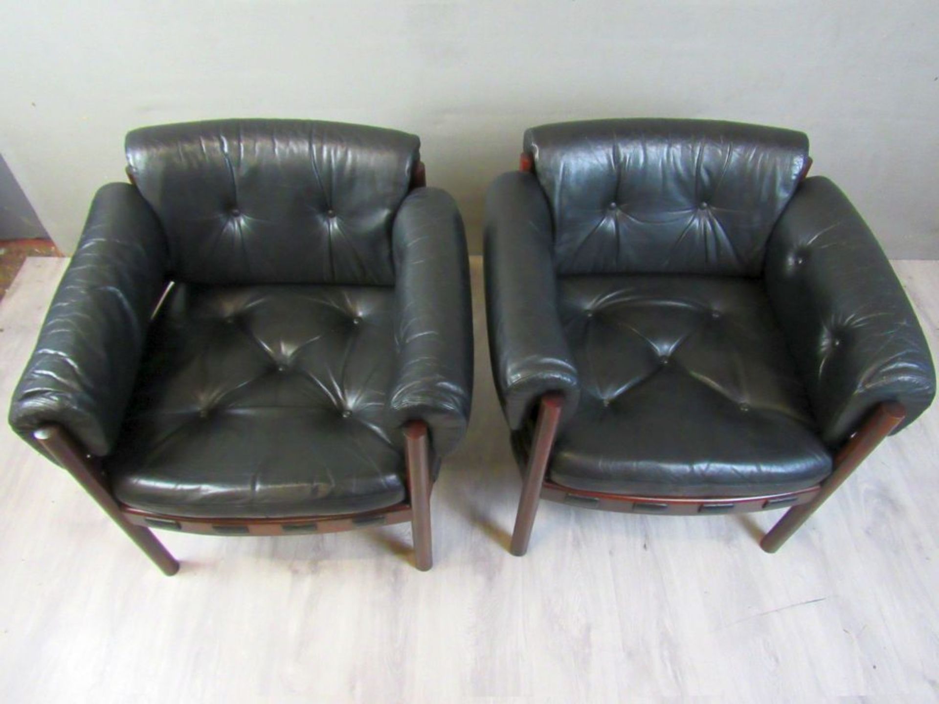 2 Designer Sessel Rosewood Leder - Image 2 of 10