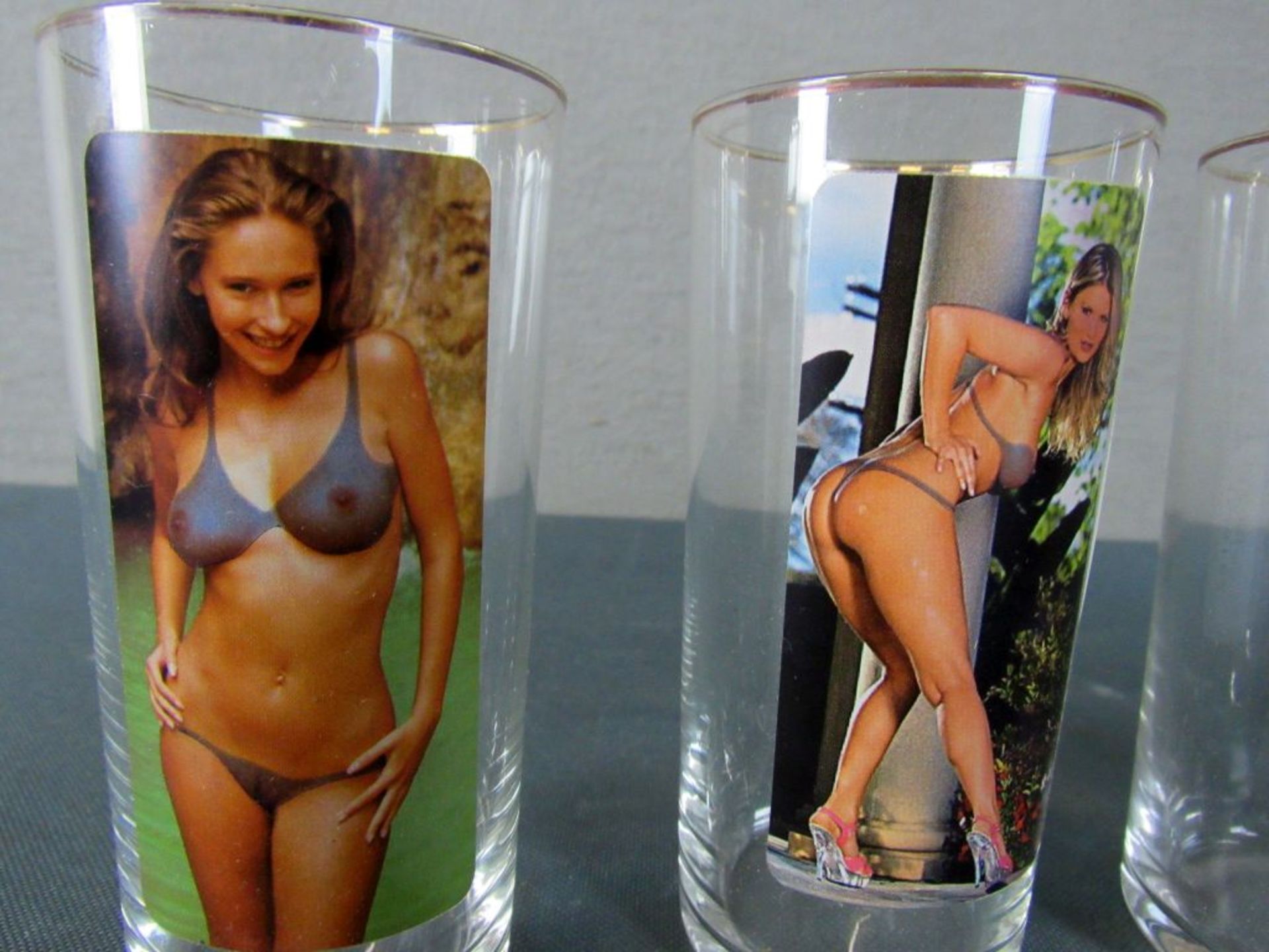 Vintage Gläser mit Damen in Aktszene 6 - Image 2 of 5