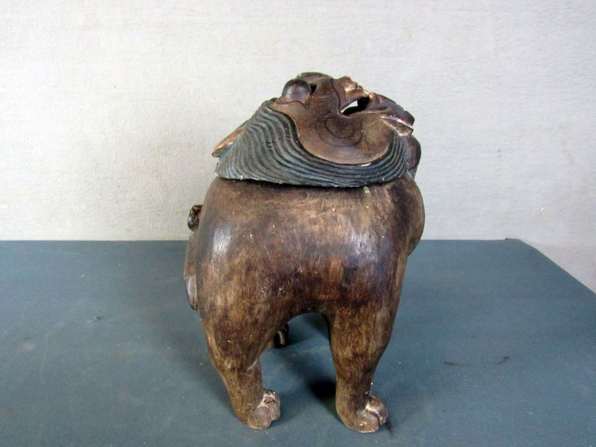 Antike asiatische Holzskulptur Fu-Hund - Image 3 of 6