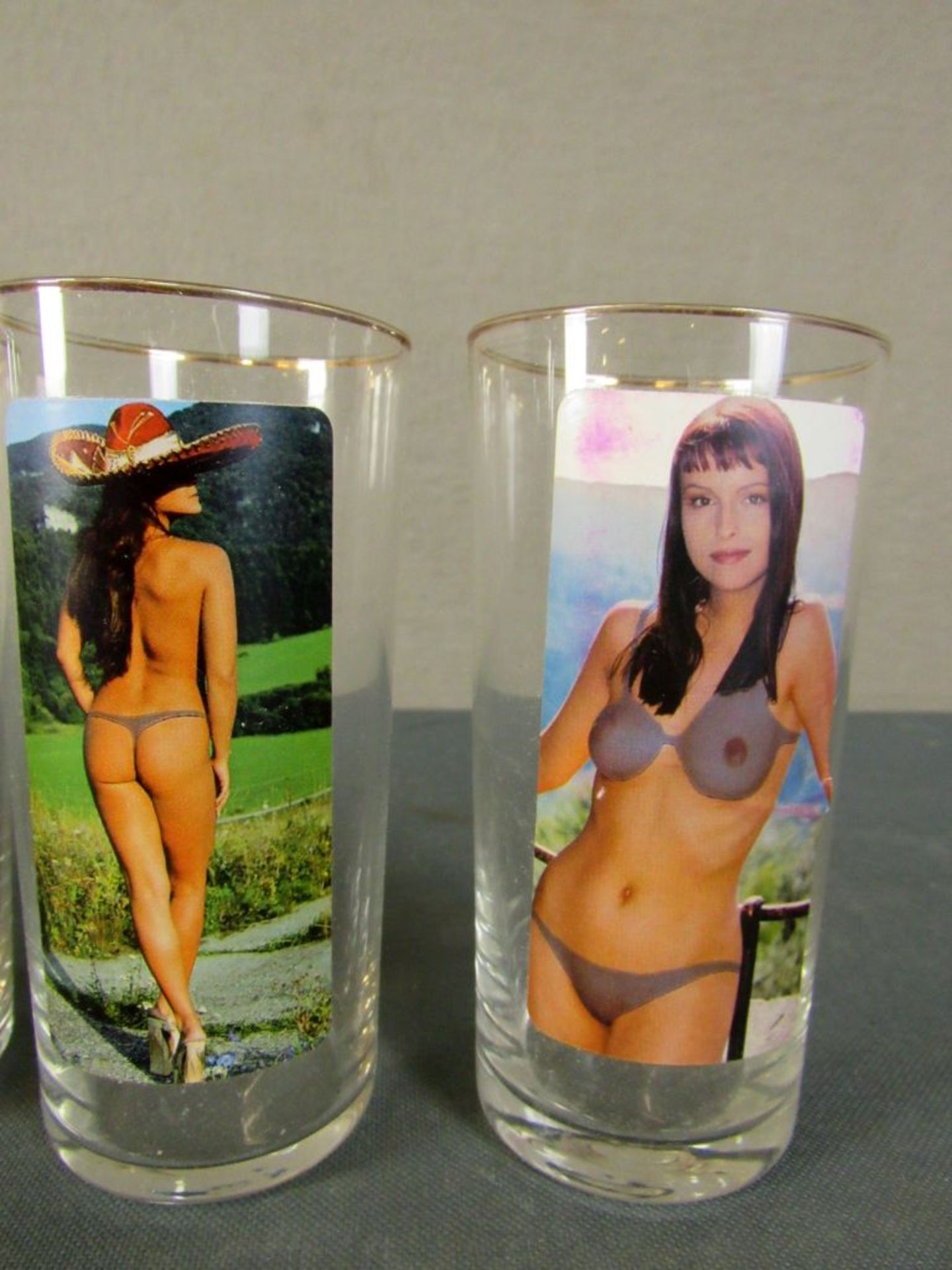Vintage Gläser mit Damen in Aktszene 6 - Image 4 of 5