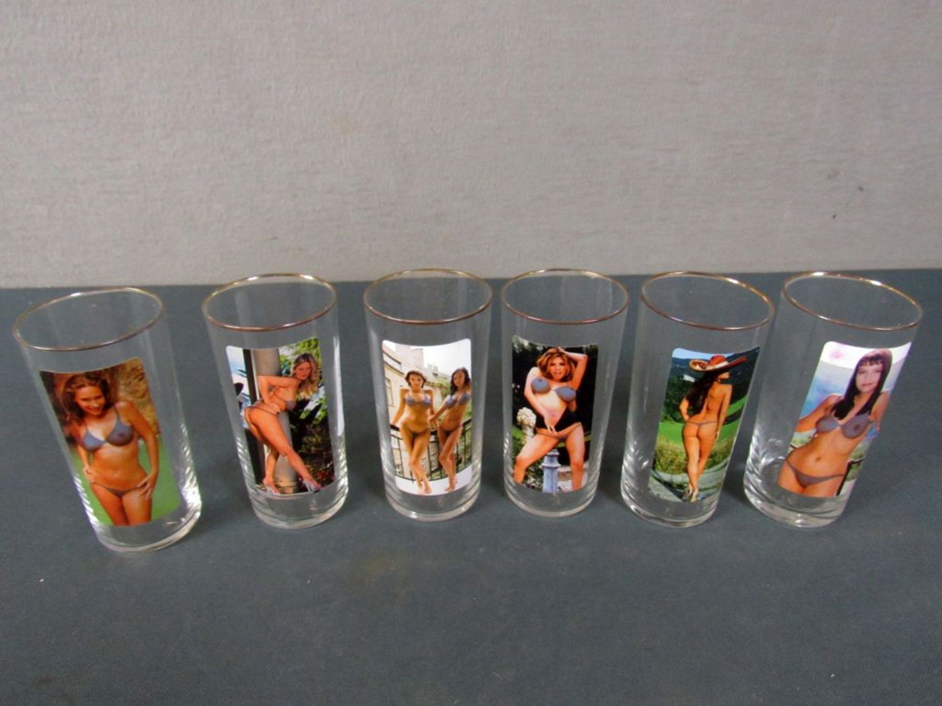 Vintage Gläser mit Damen in Aktszene 6 - Image 5 of 5