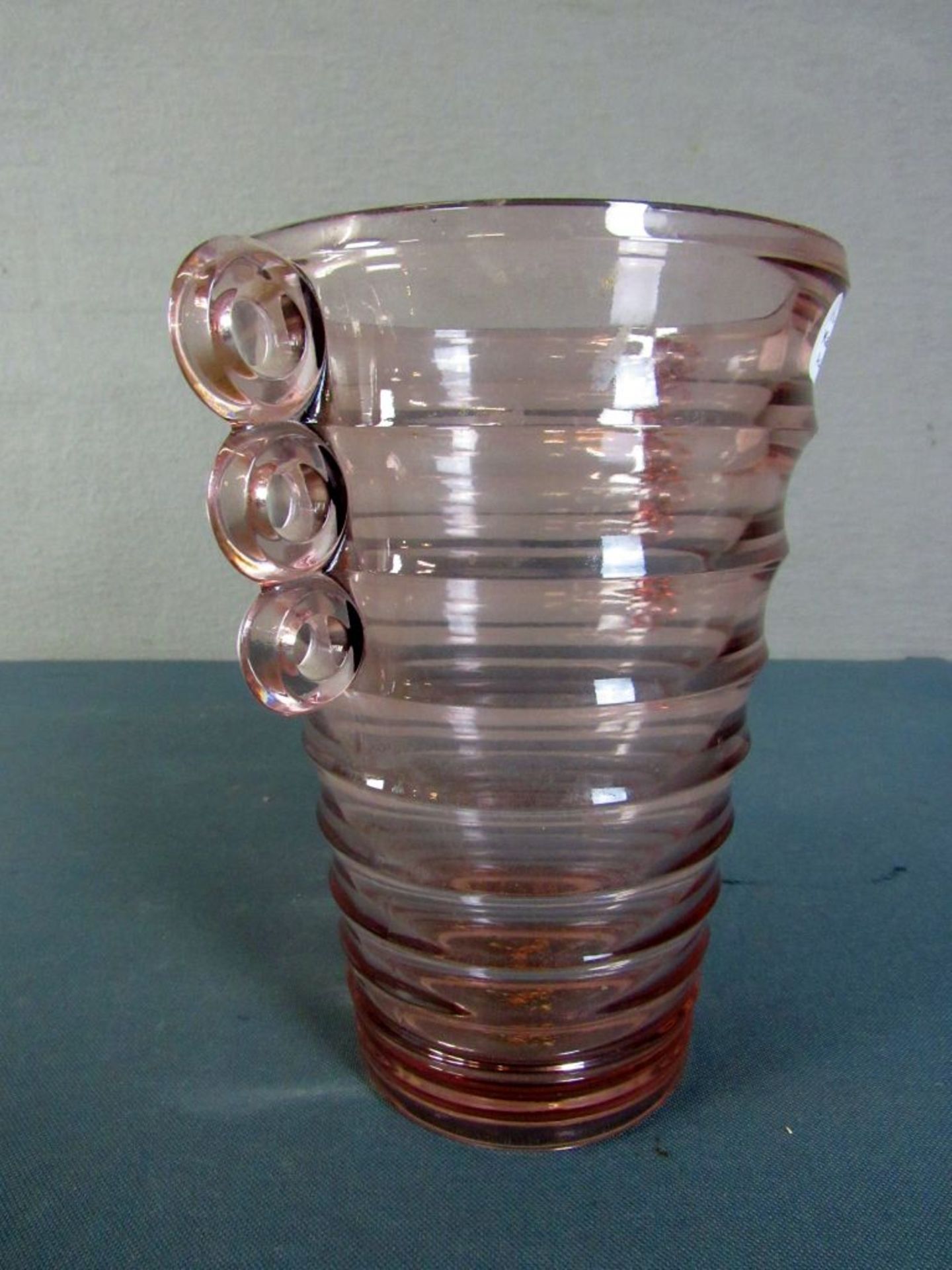 Art Deco Vase roséfarbenes Glas 22cm - Image 6 of 8