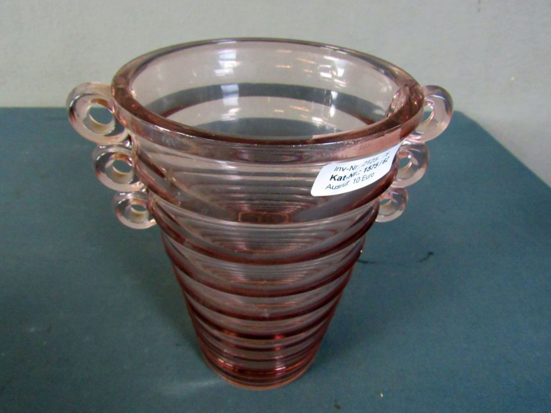 Art Deco Vase roséfarbenes Glas 22cm - Image 4 of 8