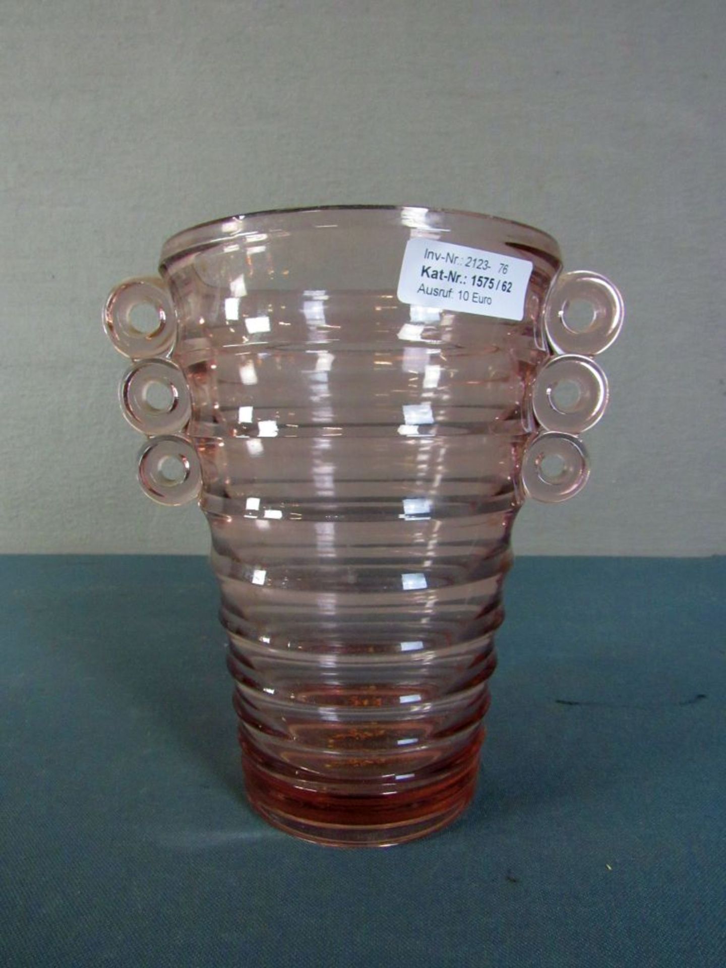 Art Deco Vase roséfarbenes Glas 22cm