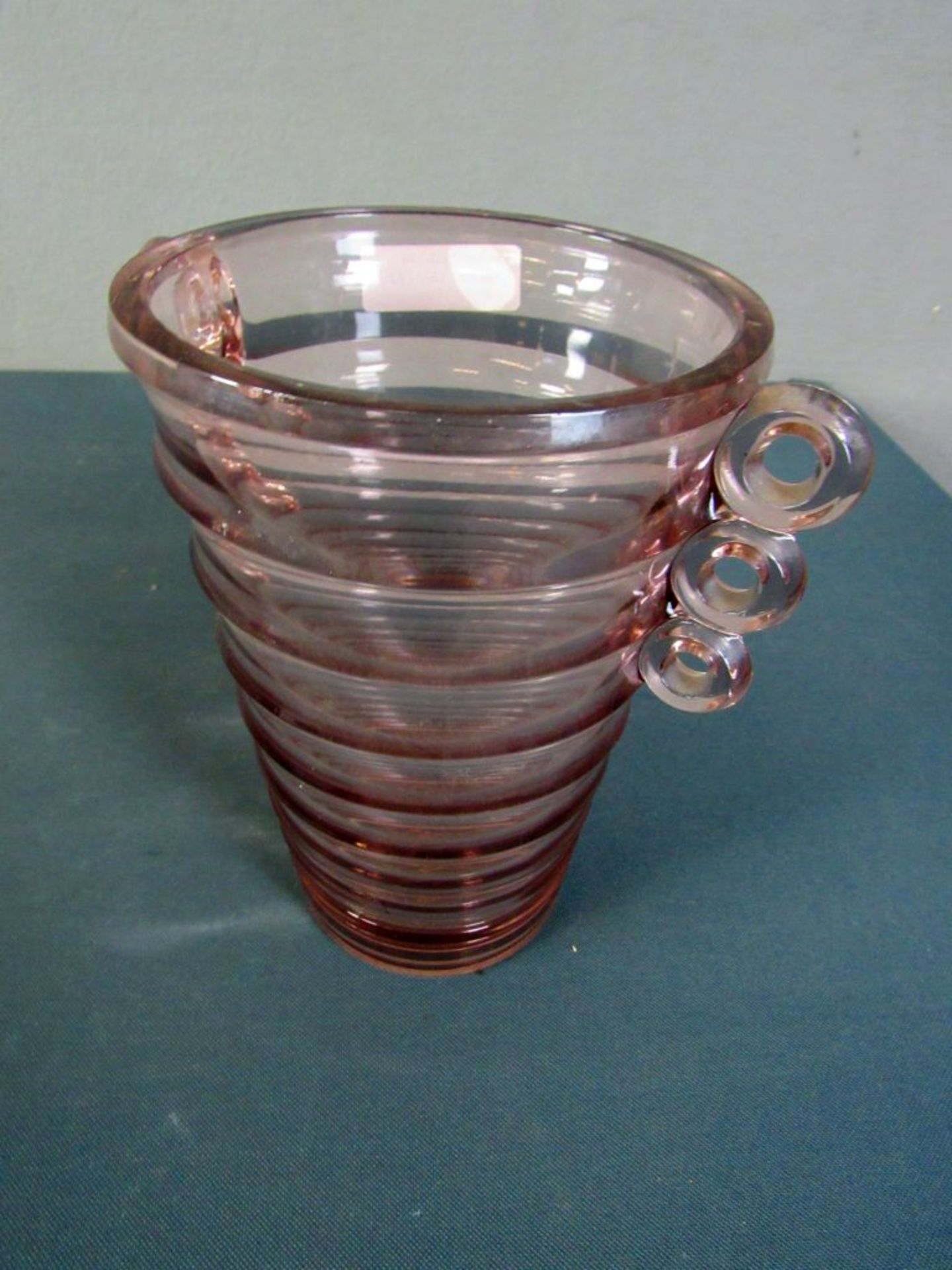 Art Deco Vase roséfarbenes Glas 22cm - Image 7 of 8
