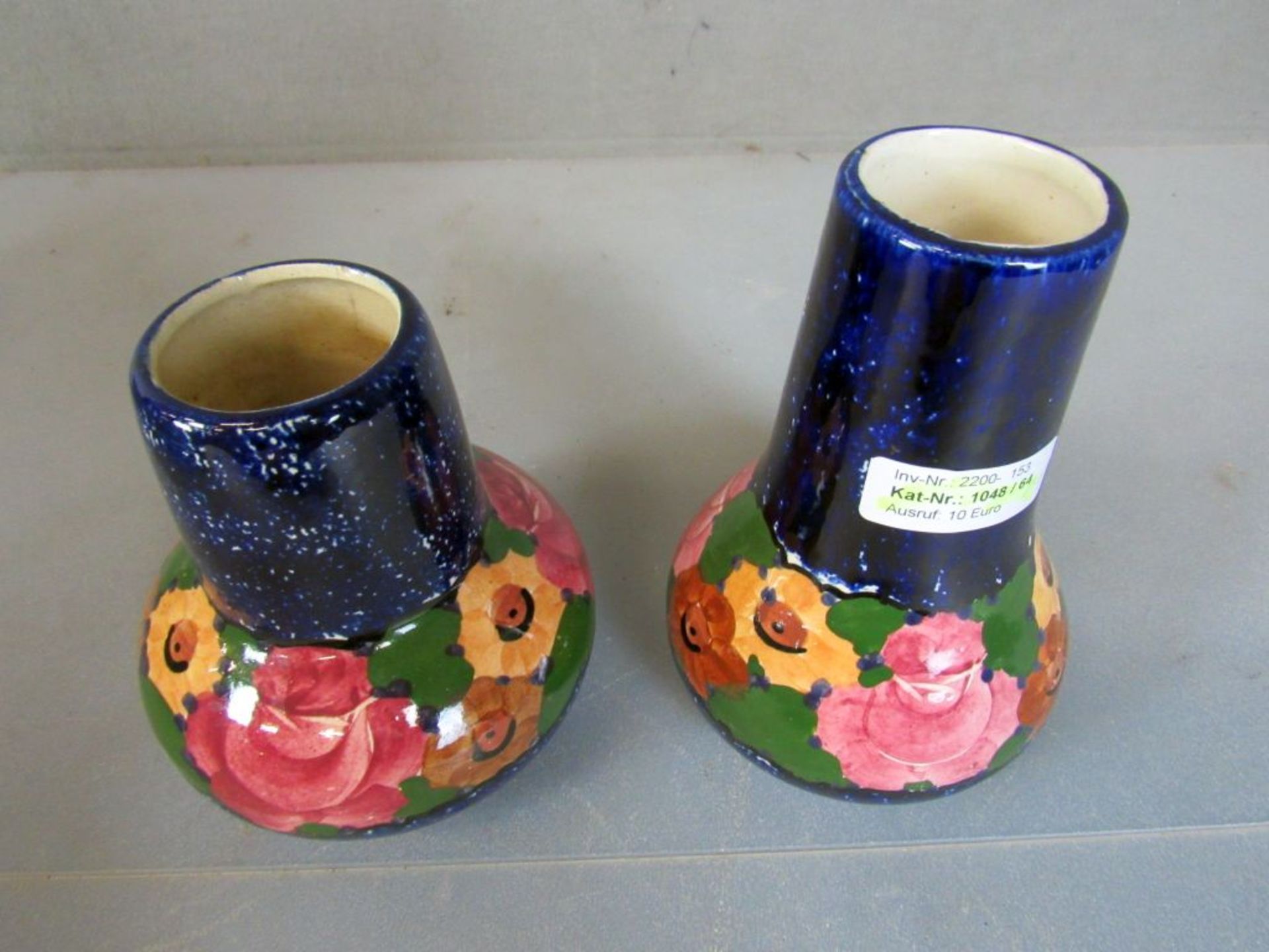 Zwei Vasen Jugendstil lasierte Keramik - Bild 2 aus 6