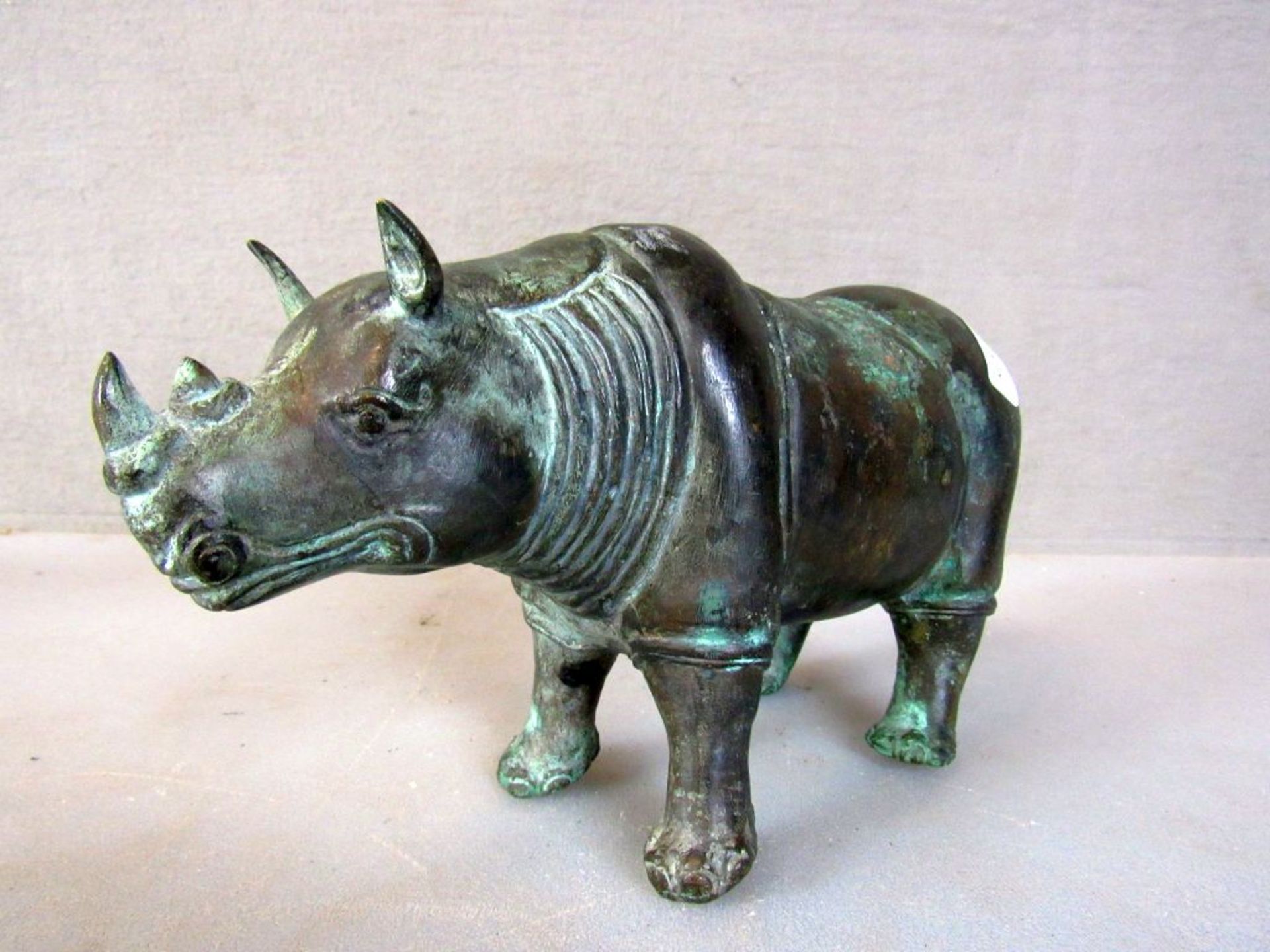 Skulptur Nashorn wohl Bronze ca.30cm