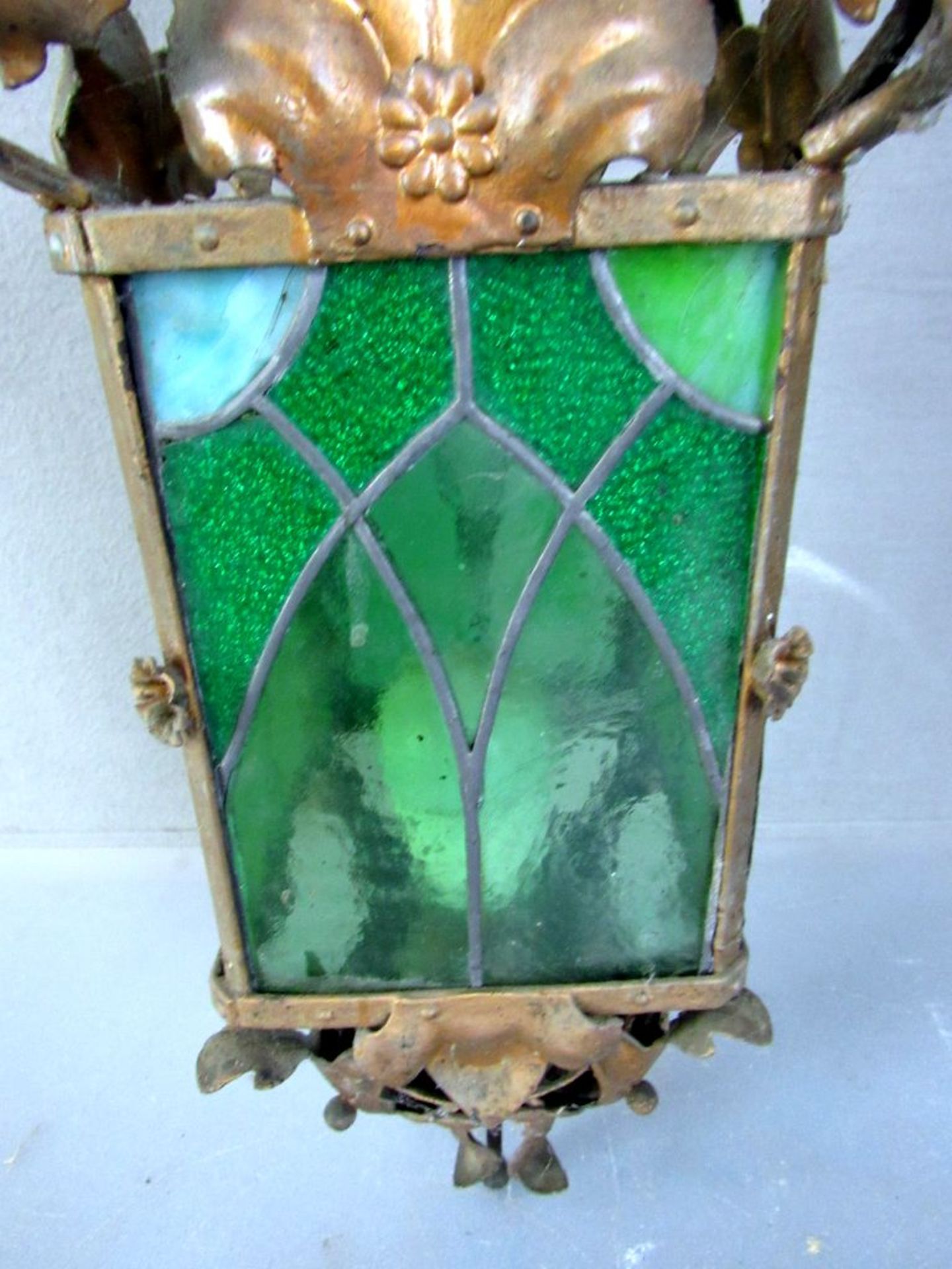 Antike Bleiglaslampe um 1900 67cm - Bild 8 aus 9