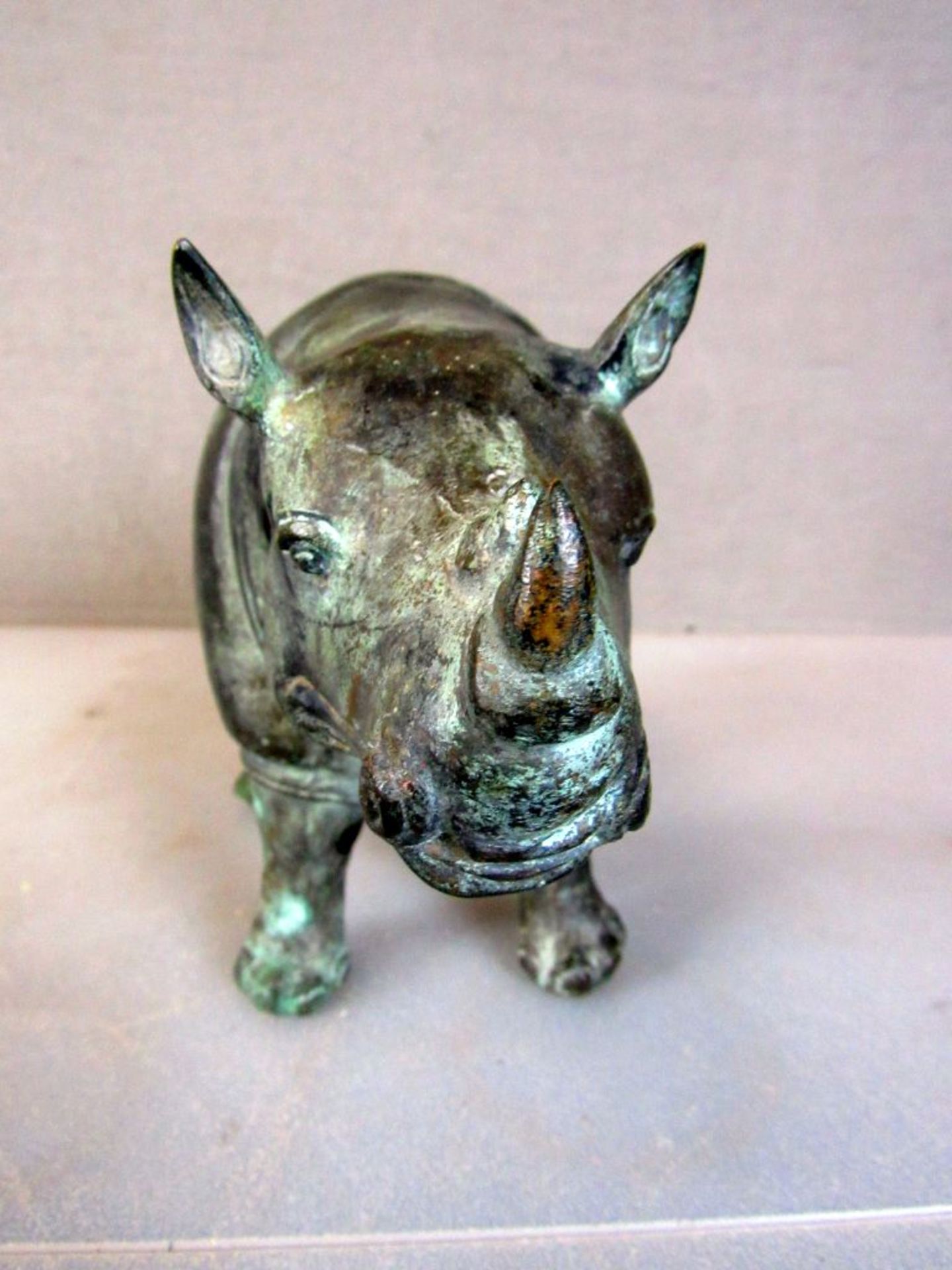 Skulptur Nashorn wohl Bronze ca.30cm - Image 4 of 7