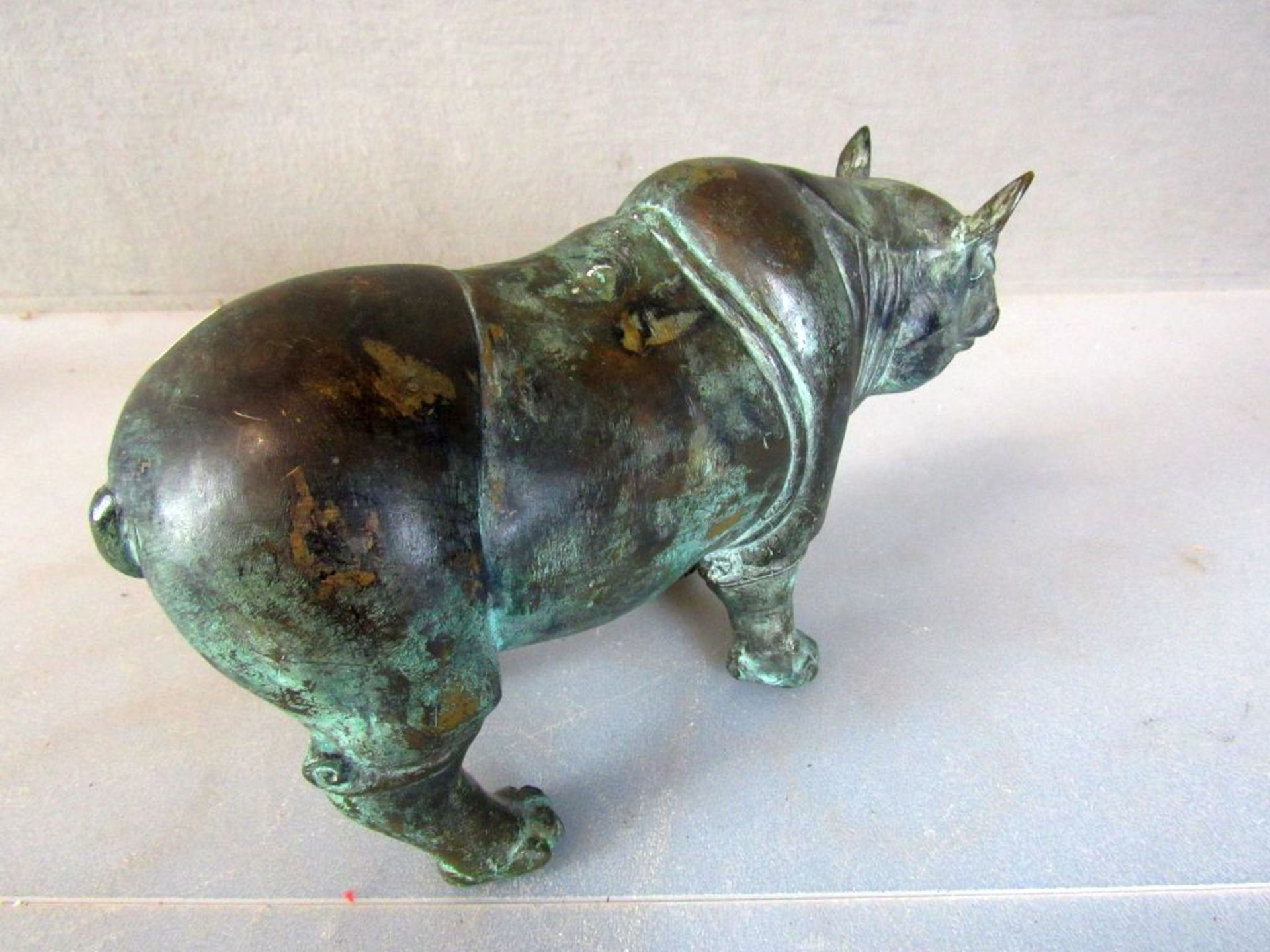 Skulptur Nashorn wohl Bronze ca.30cm - Image 5 of 7