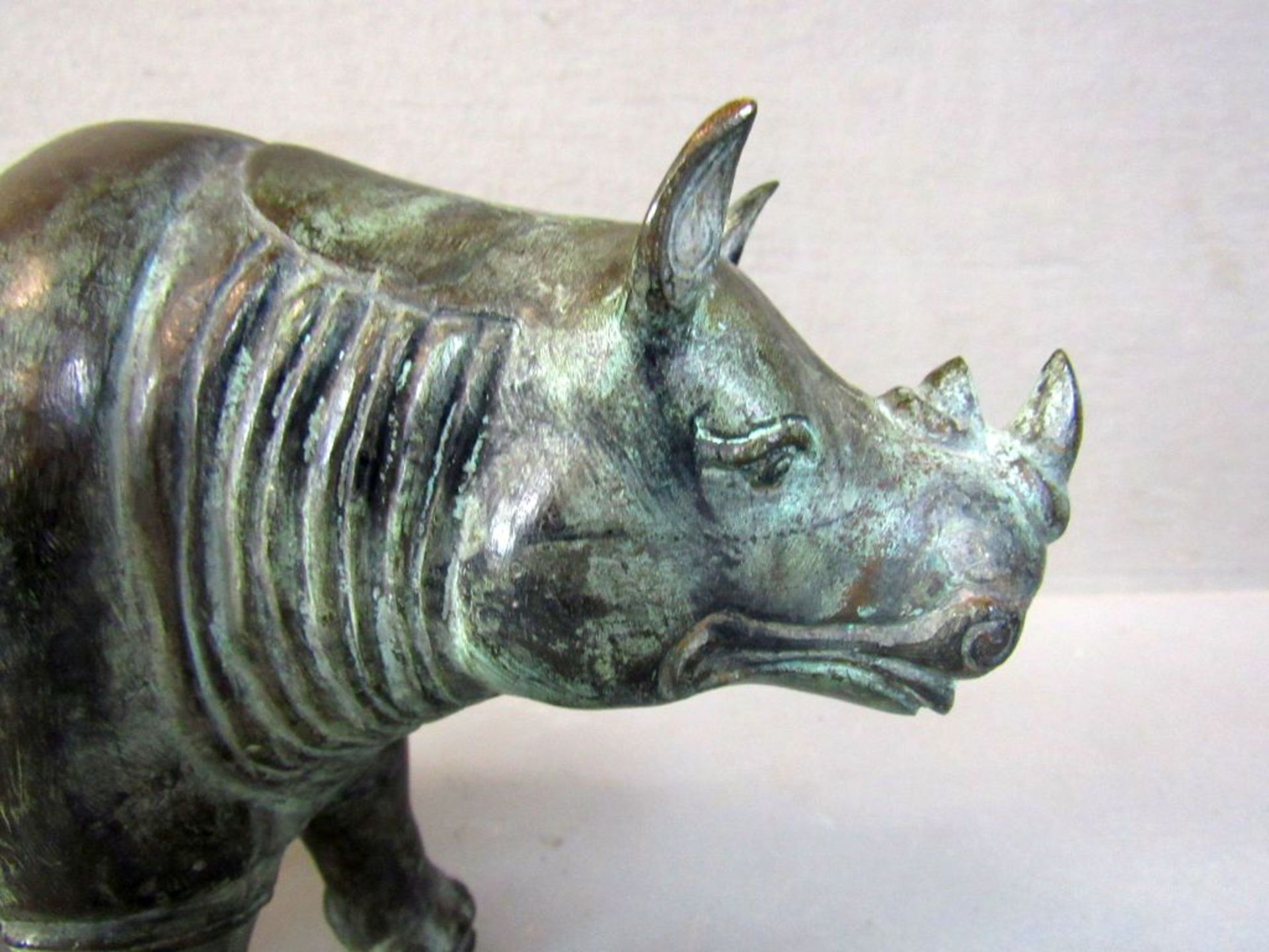 Skulptur Nashorn wohl Bronze ca.30cm - Image 6 of 7