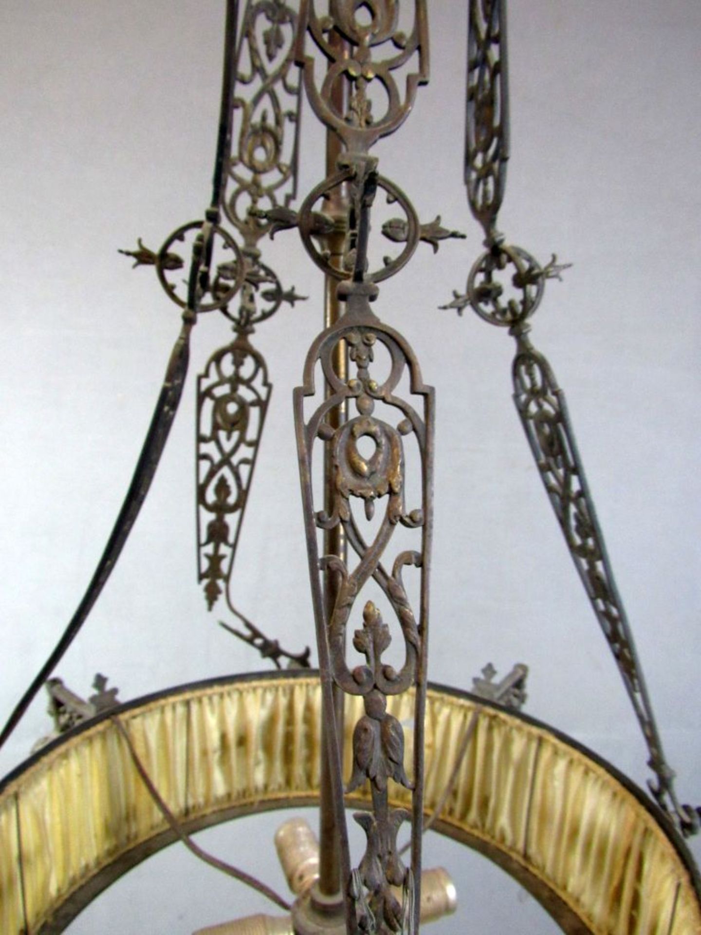 Deckenlampe um 1910 Bronzeguß ca.95cm - Bild 6 aus 9