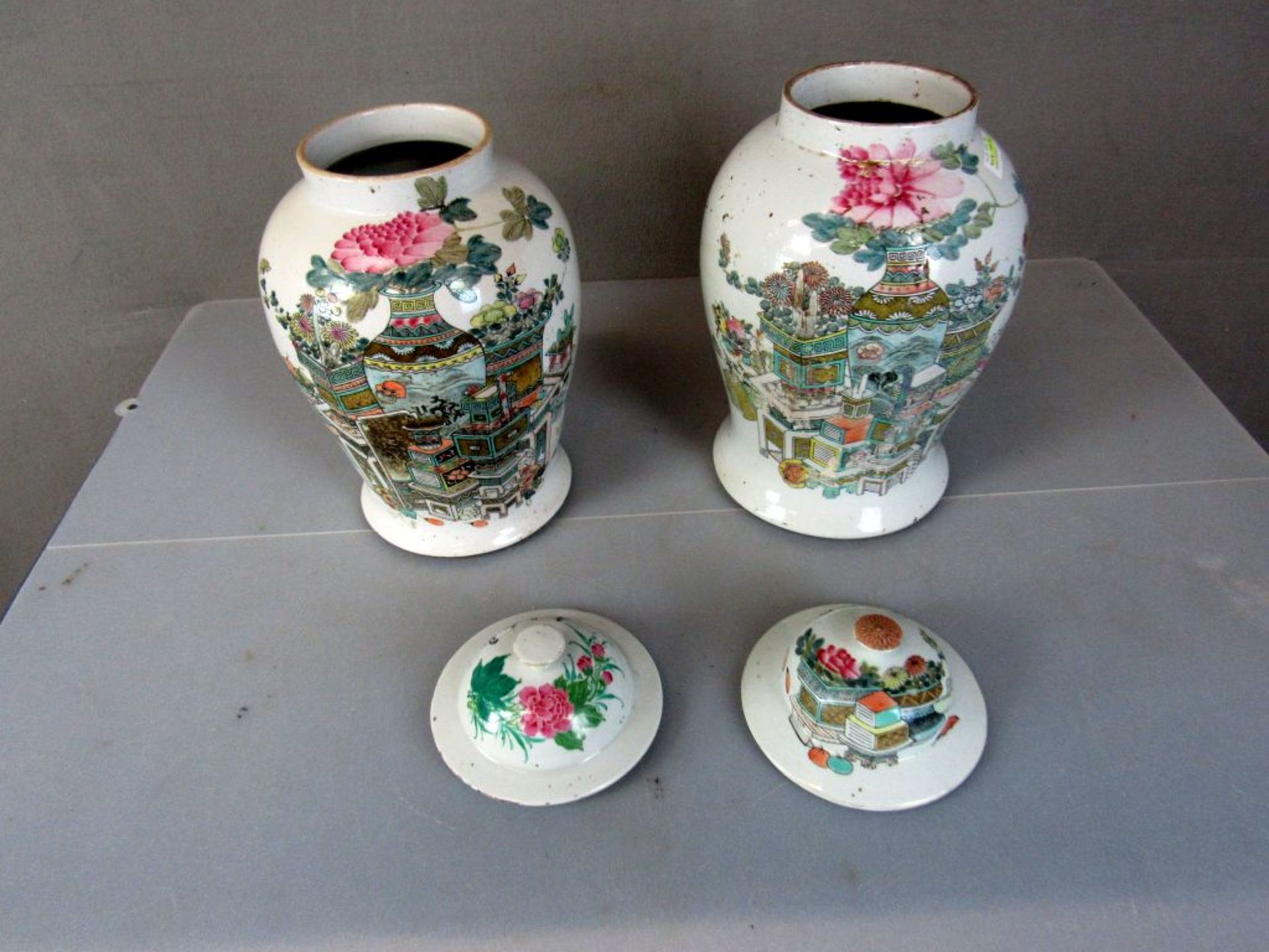 Paar antike asiatische Vasen gemarkt - Image 6 of 10