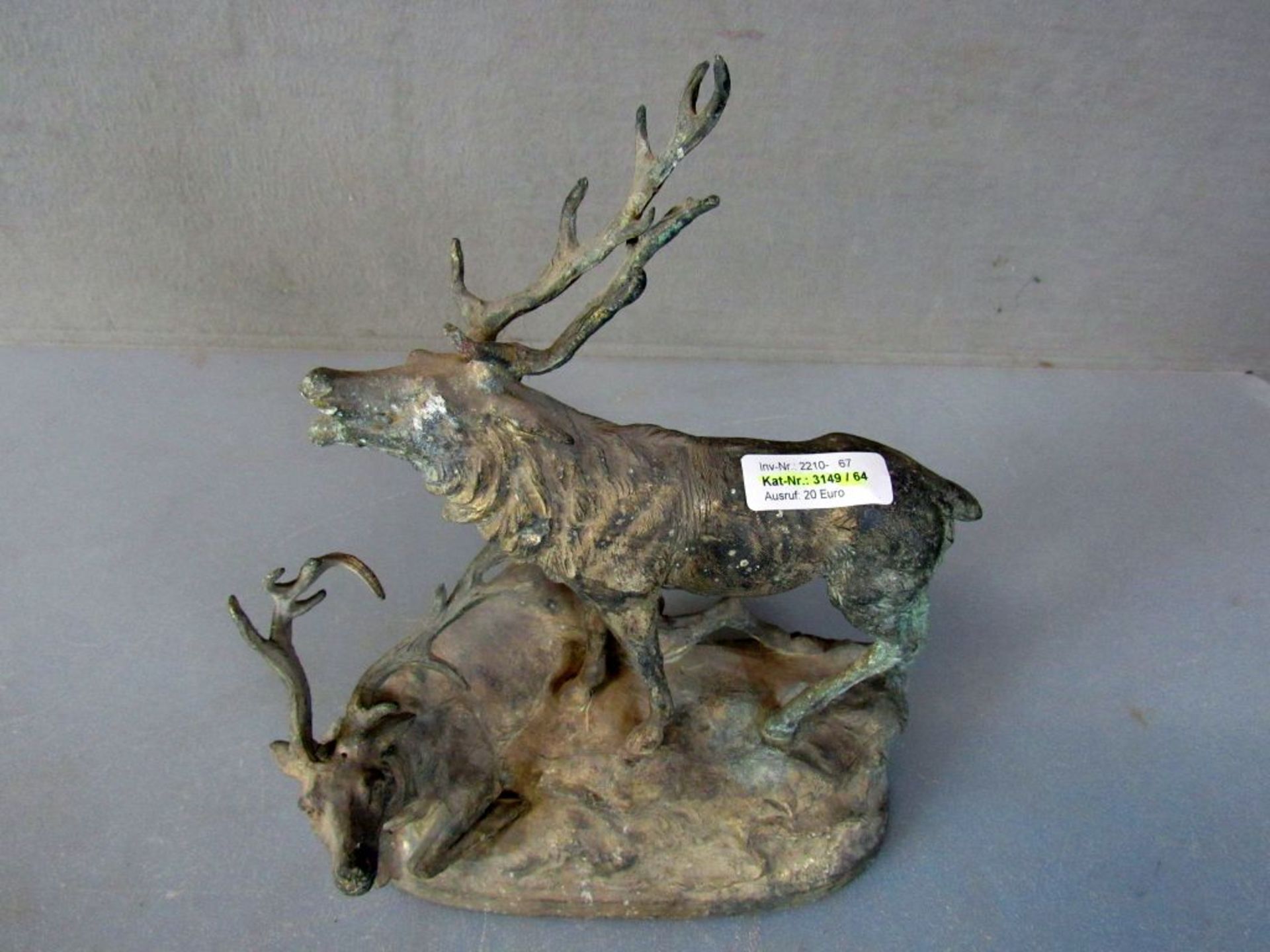 Skulptur zwei Hirsche um 1900 32cm - Bild 2 aus 8