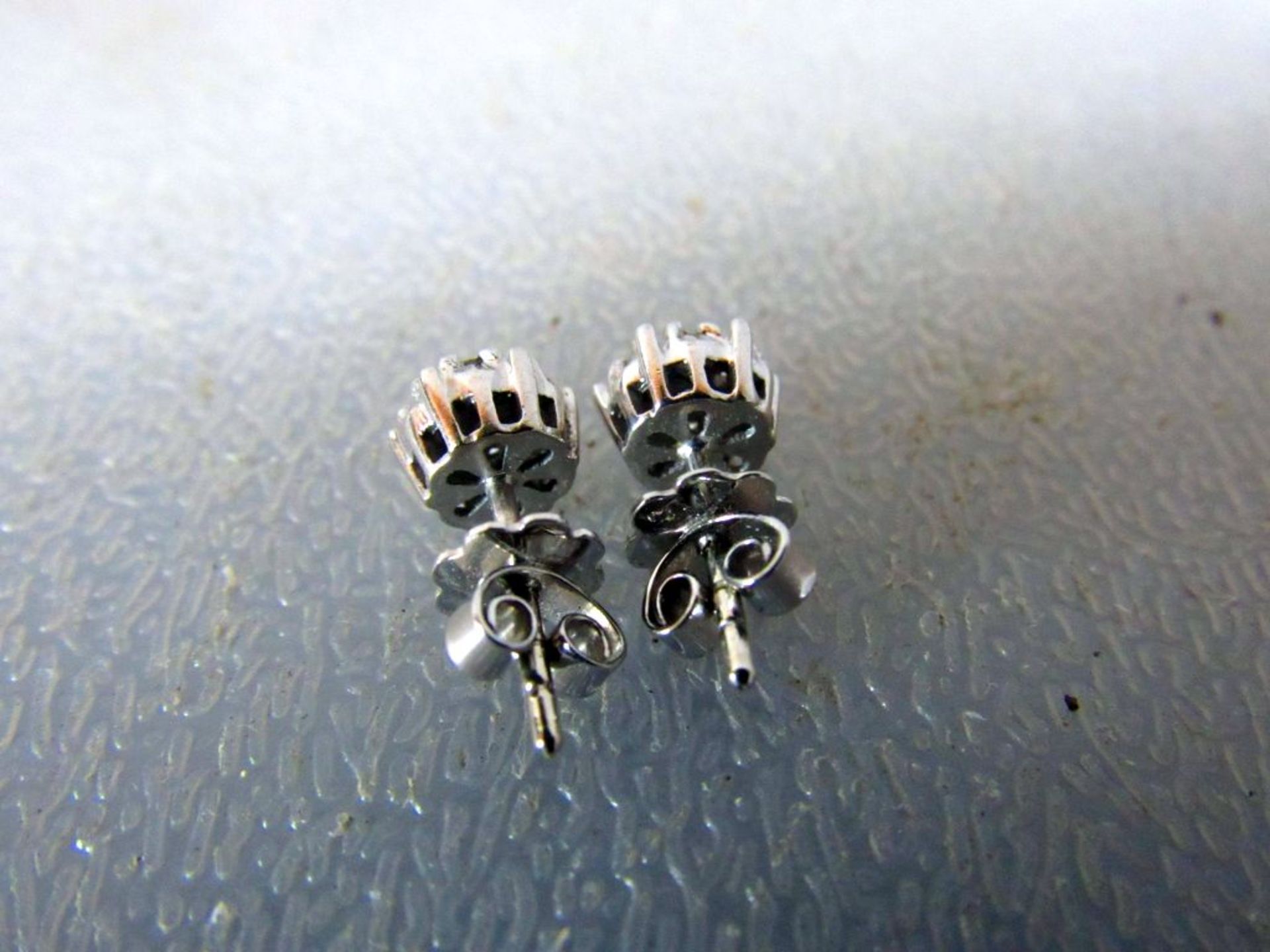 Paar Ohrringe besetzt mit Diamant 585 - Bild 5 aus 7