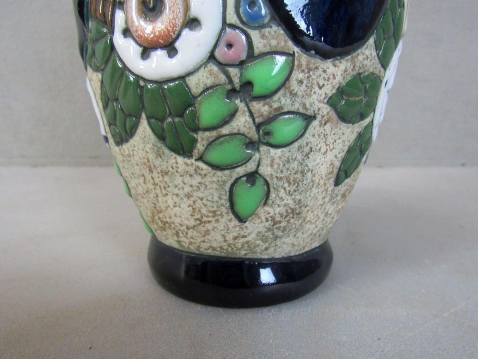 Jugendstil Vase lasierte Keramik 28cm - Bild 4 aus 5