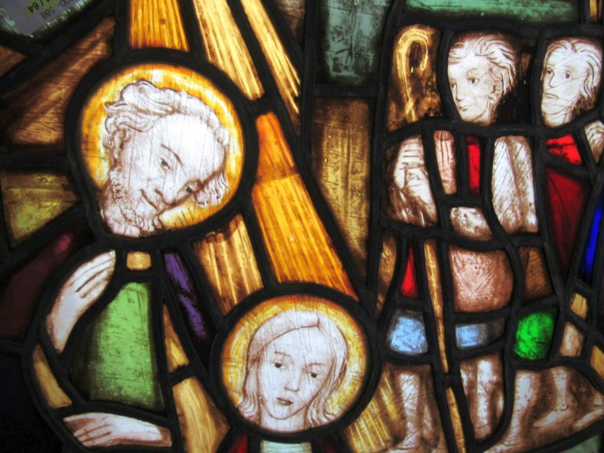 Antikes Bleiglasbild Geburt Christi - Bild 2 aus 5