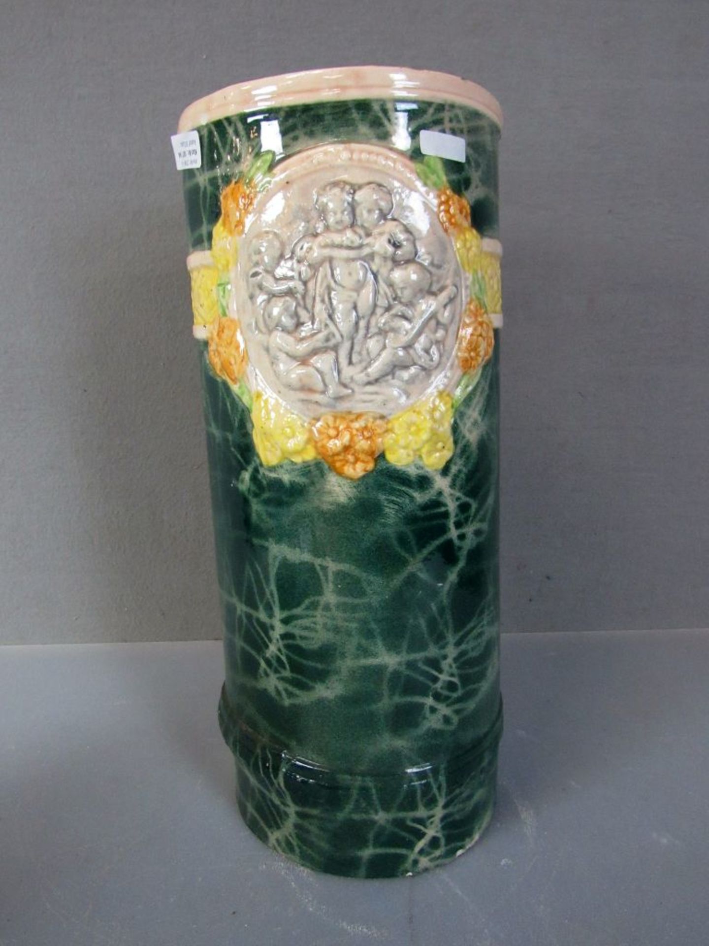 Vase Jugendstil Keramik Medaillon mit