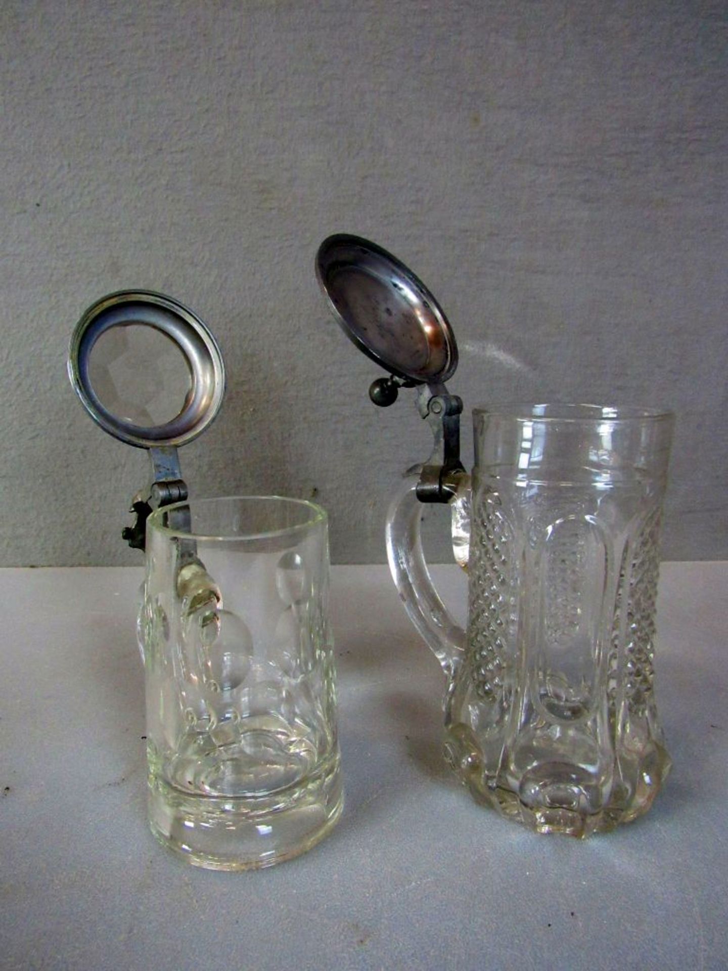 2 antike Glasbierhumpen um 1900 15 und - Bild 4 aus 5