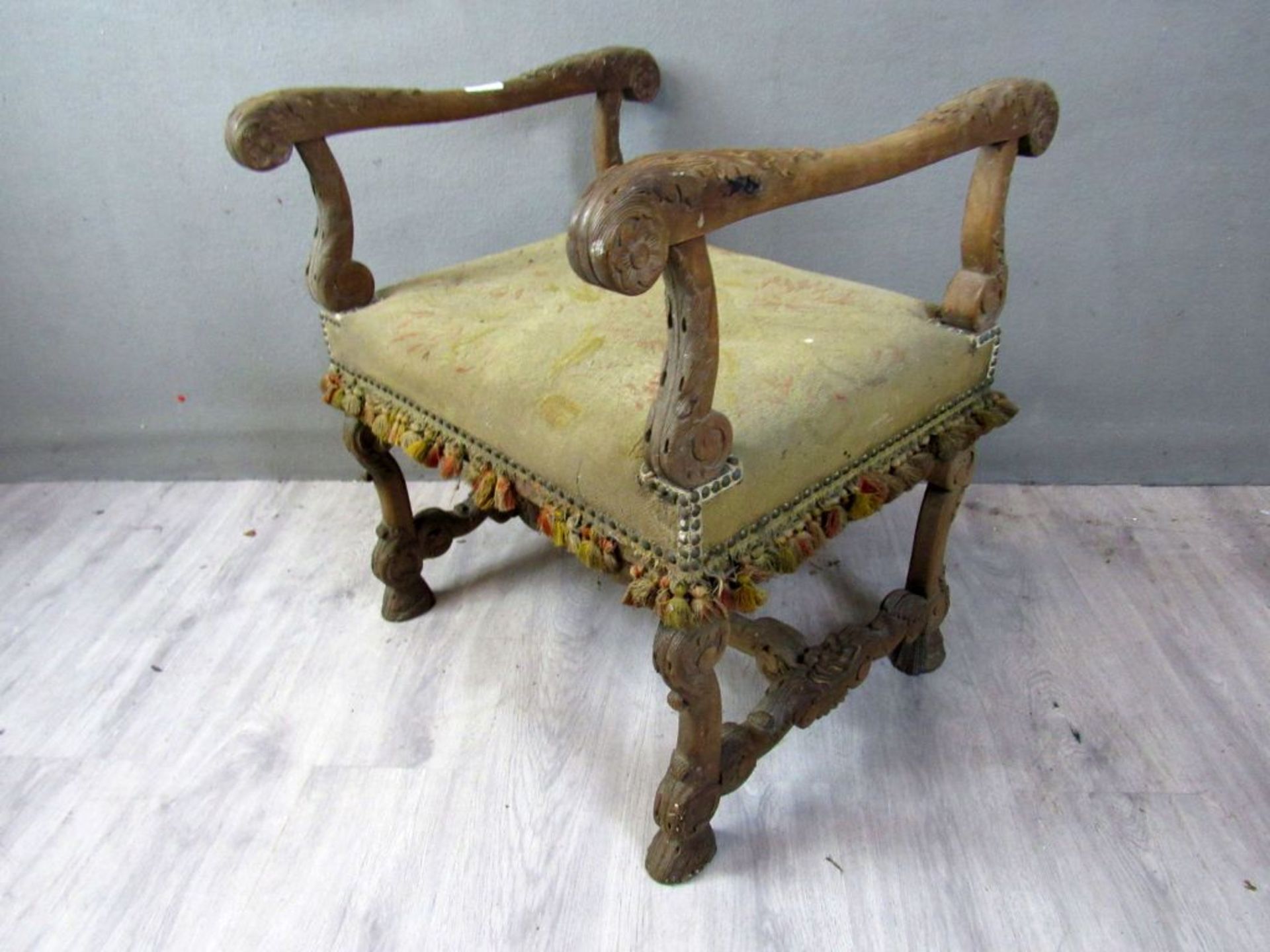 Antiker barocker Stuhl Eiche Shabby - Image 7 of 8