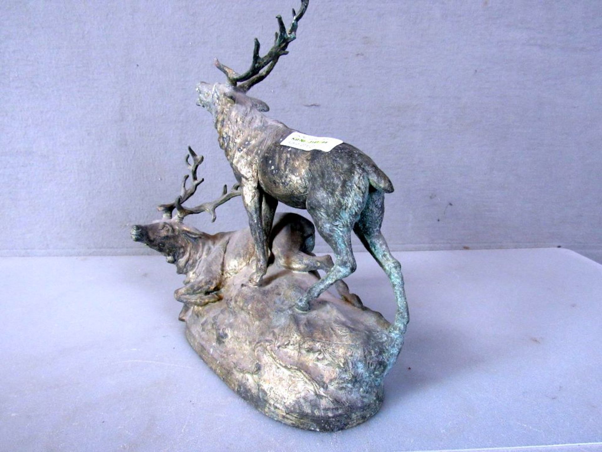 Skulptur zwei Hirsche um 1900 32cm - Bild 5 aus 8