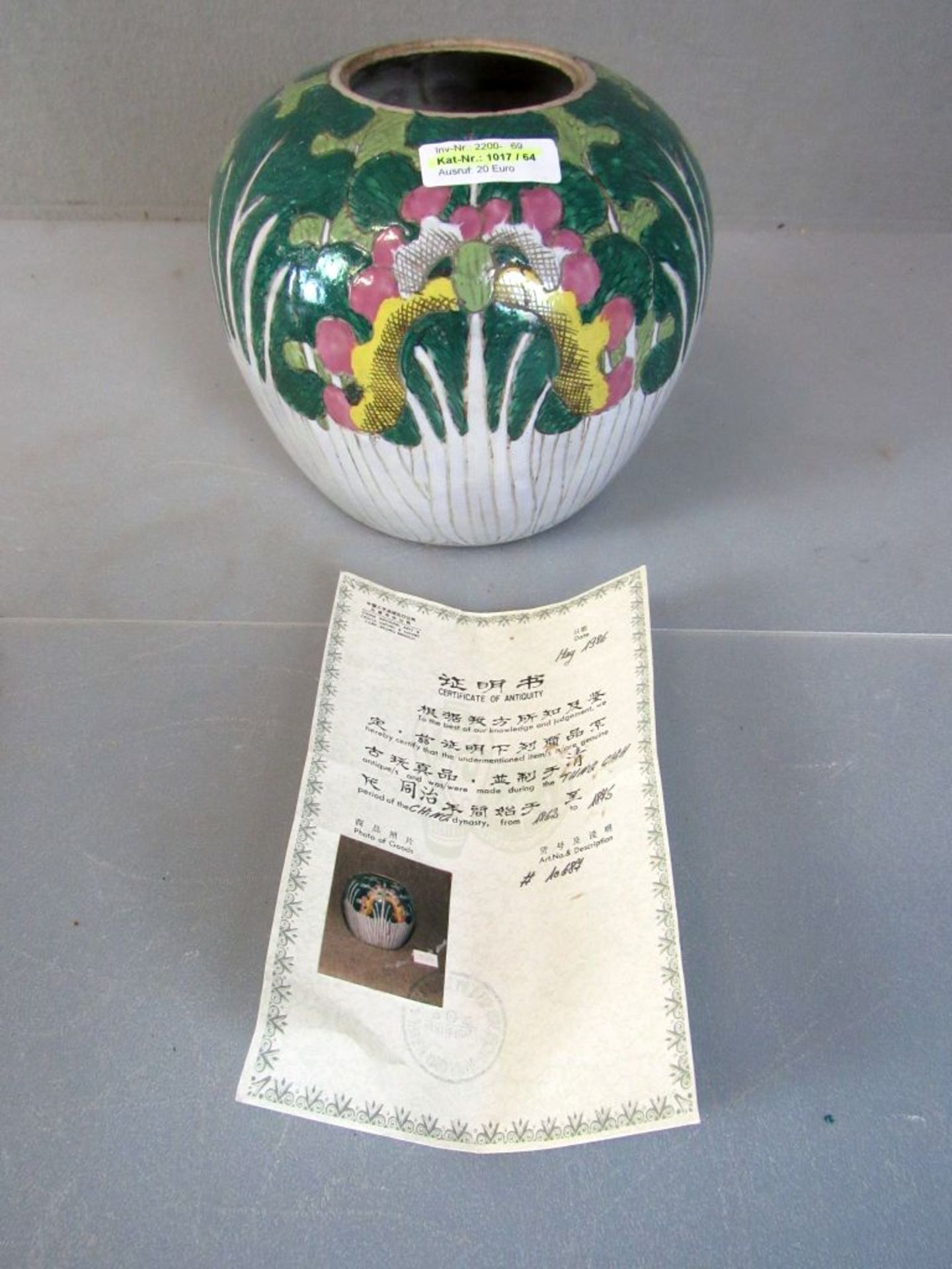 Vase Ching Dynastie von 1862-1875 mit