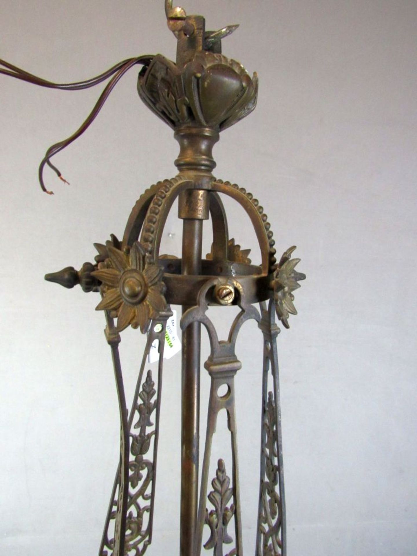 Deckenlampe um 1910 Bronzeguß ca.95cm - Bild 5 aus 9