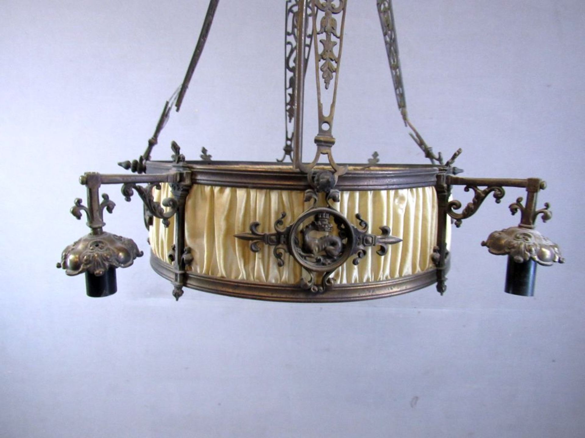 Deckenlampe um 1910 Bronzeguß ca.95cm - Bild 2 aus 9