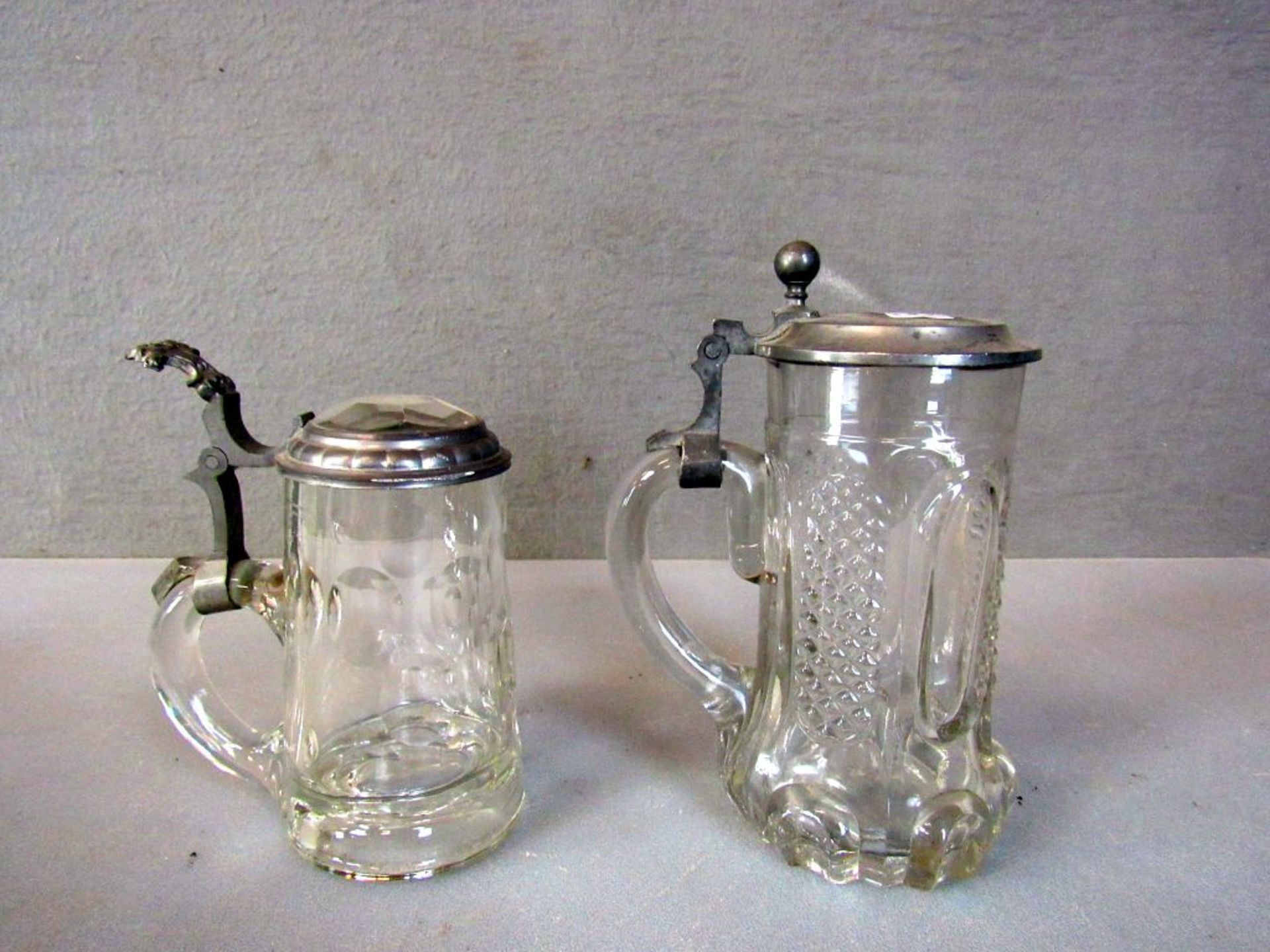 2 antike Glasbierhumpen um 1900 15 und - Bild 3 aus 5