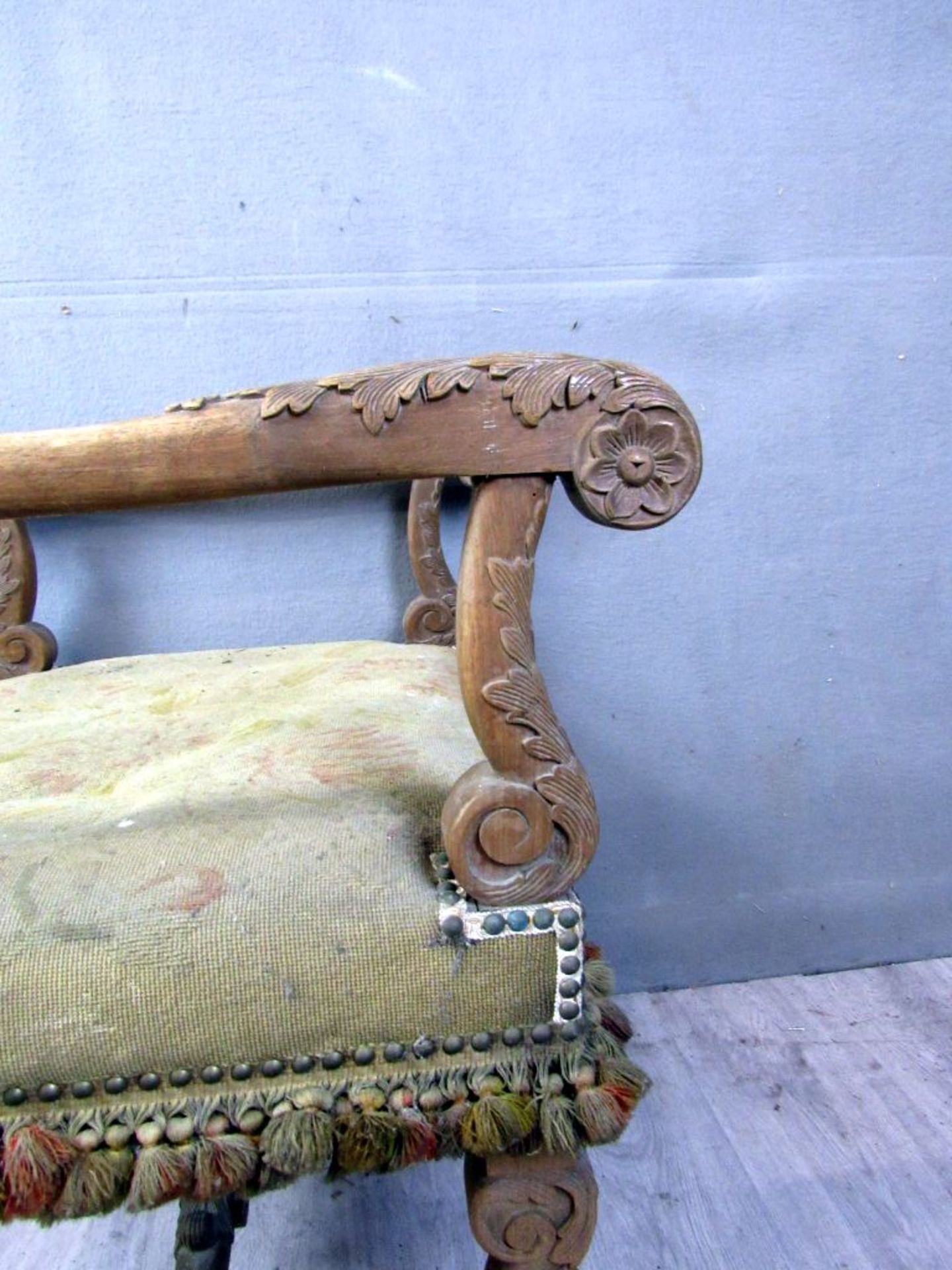 Antiker barocker Stuhl Eiche Shabby - Image 6 of 8