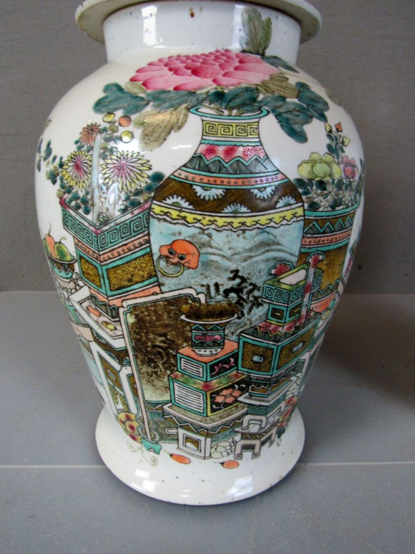 Paar antike asiatische Vasen gemarkt - Image 4 of 10