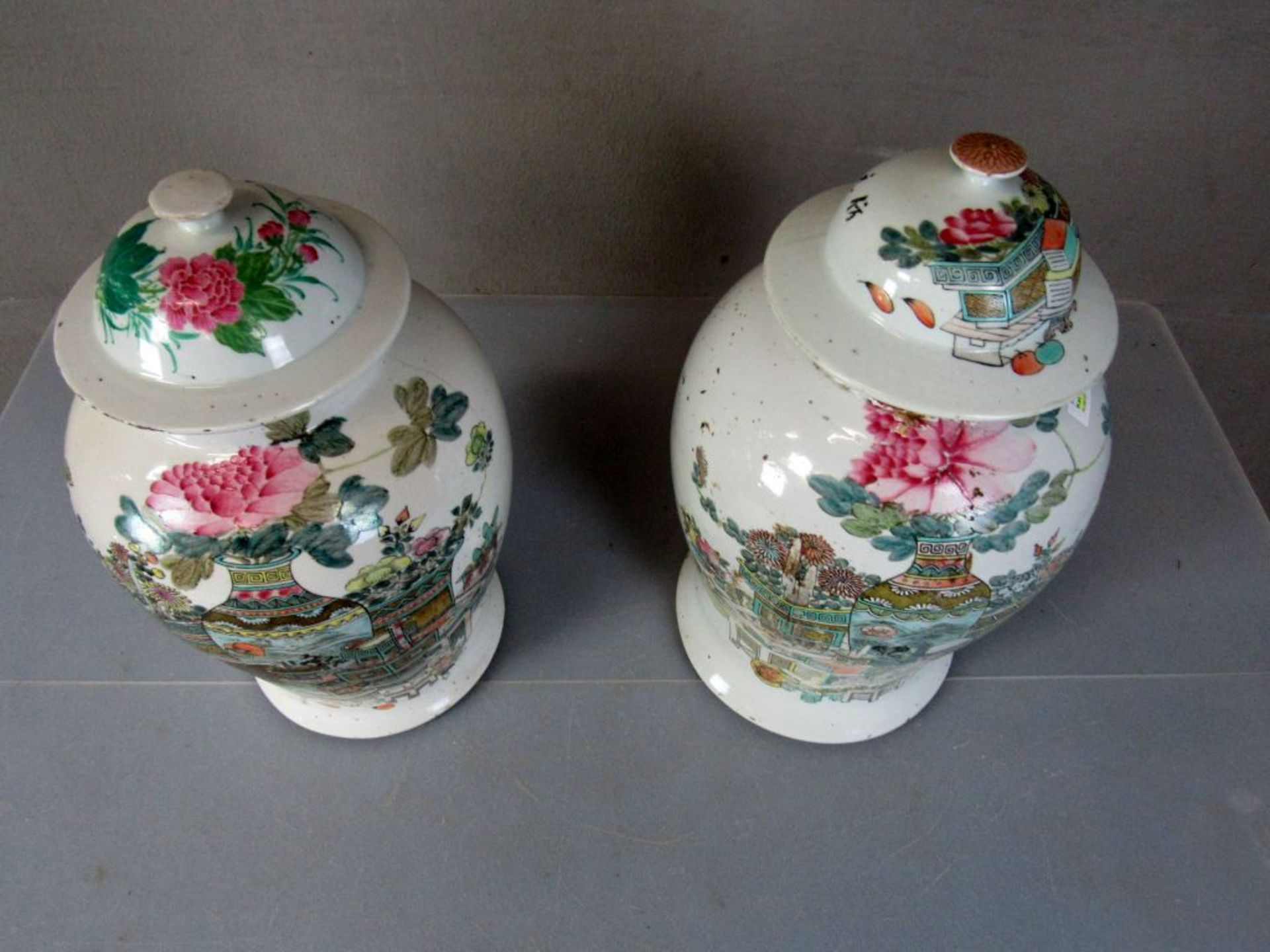 Paar antike asiatische Vasen gemarkt - Image 2 of 10
