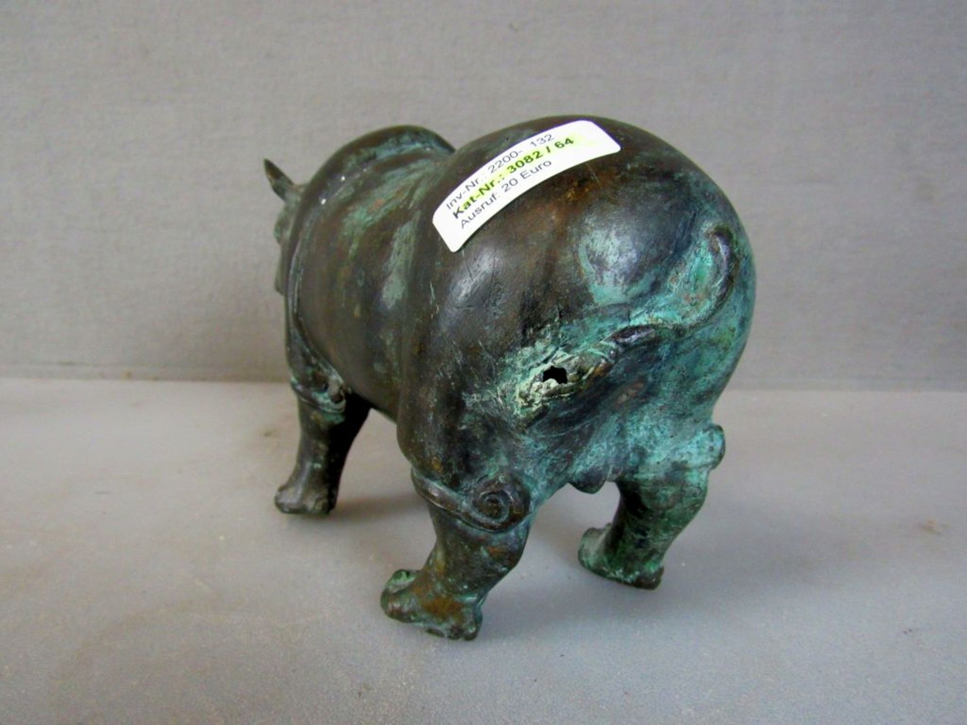 Skulptur Nashorn wohl Bronze ca.30cm - Image 3 of 7