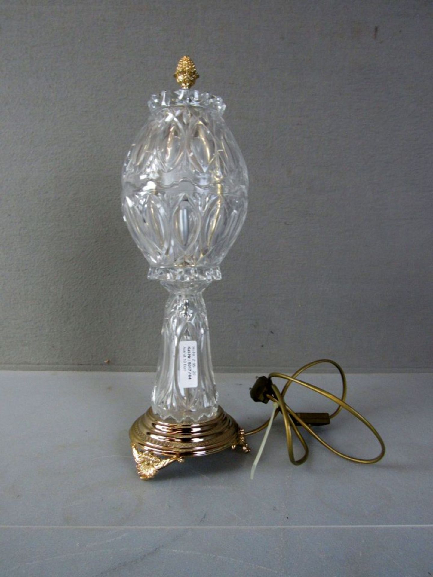 Kristllglaslampe auf Sockel 47cm