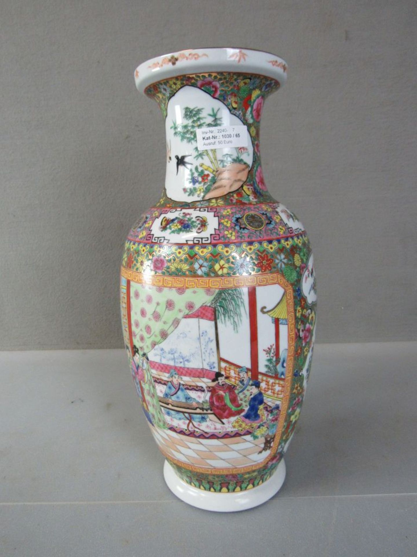 Große chinesische Vase Vanille rosé