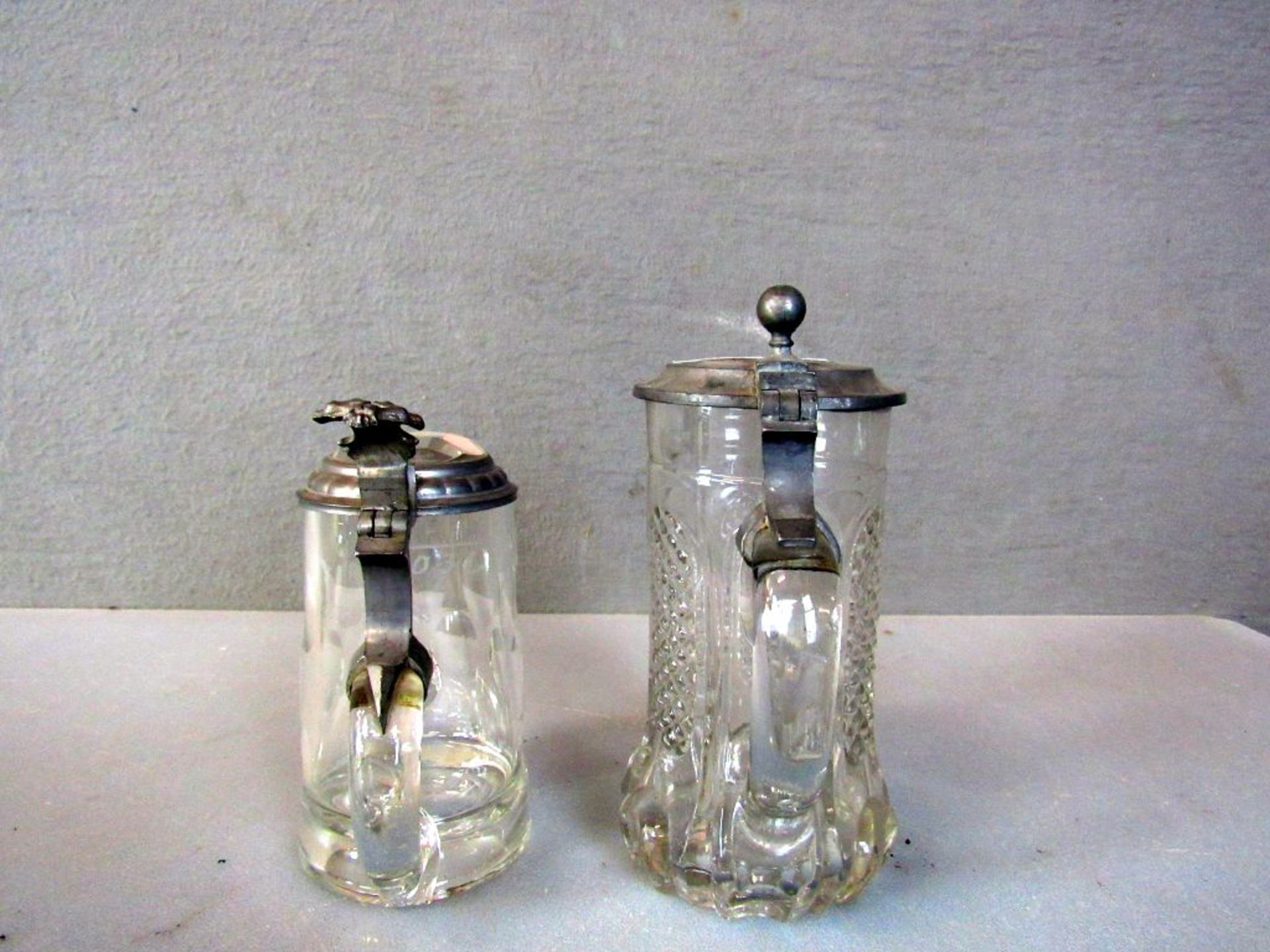 2 antike Glasbierhumpen um 1900 15 und - Bild 5 aus 5