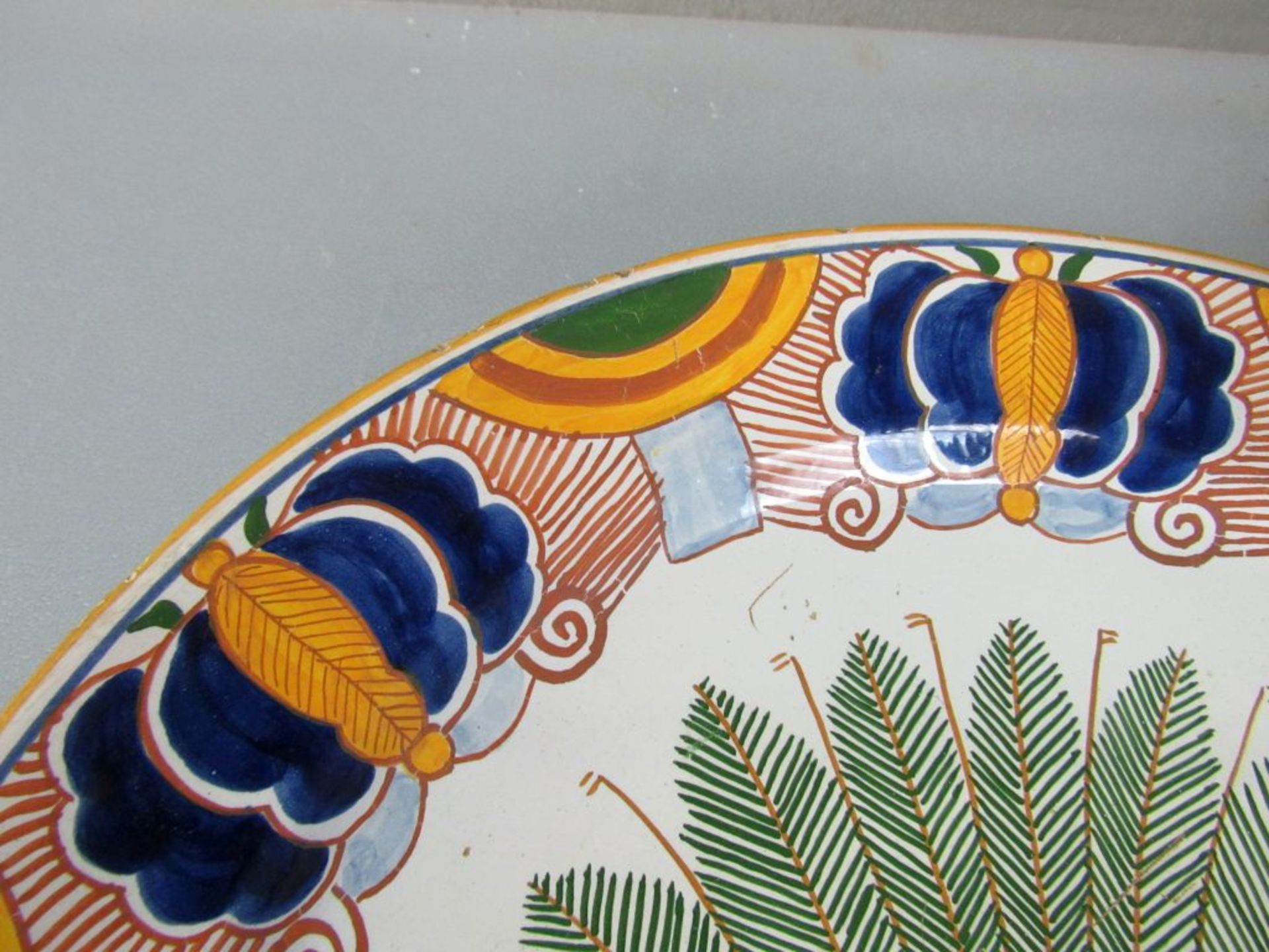 Zwei antike Teller Keramik 35cm - Bild 7 aus 9