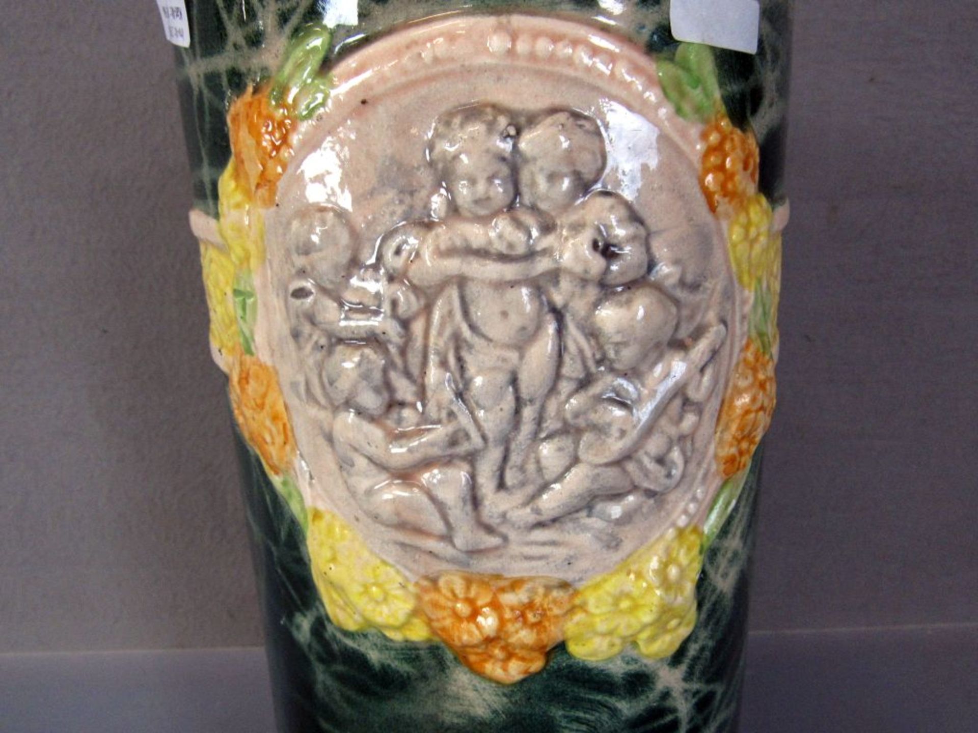 Vase Jugendstil Keramik Medaillon mit - Bild 3 aus 7