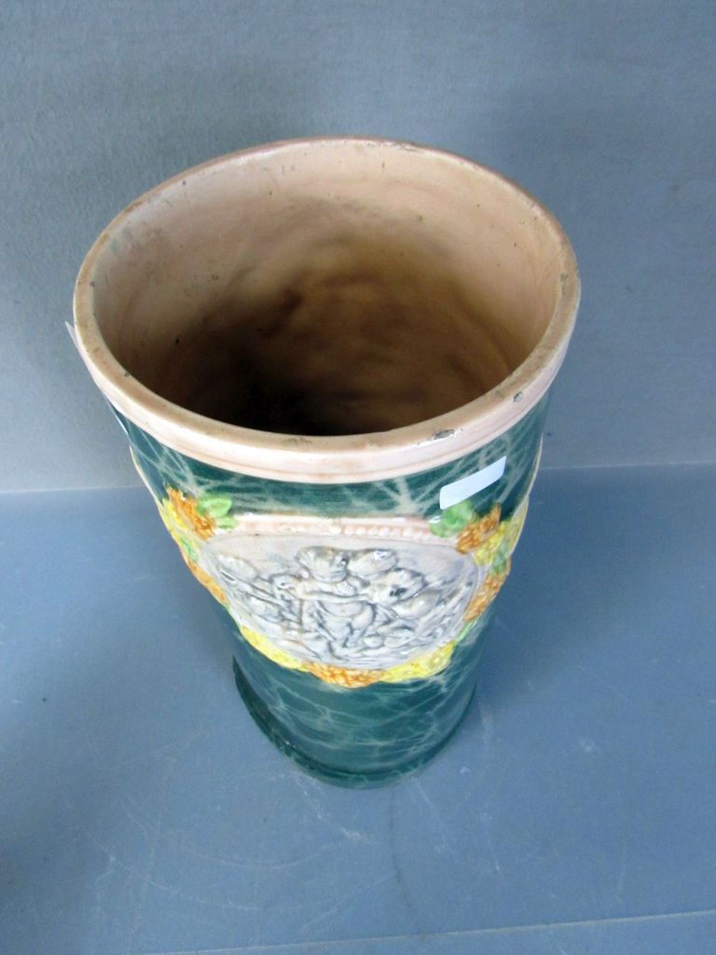 Vase Jugendstil Keramik Medaillon mit - Bild 2 aus 7