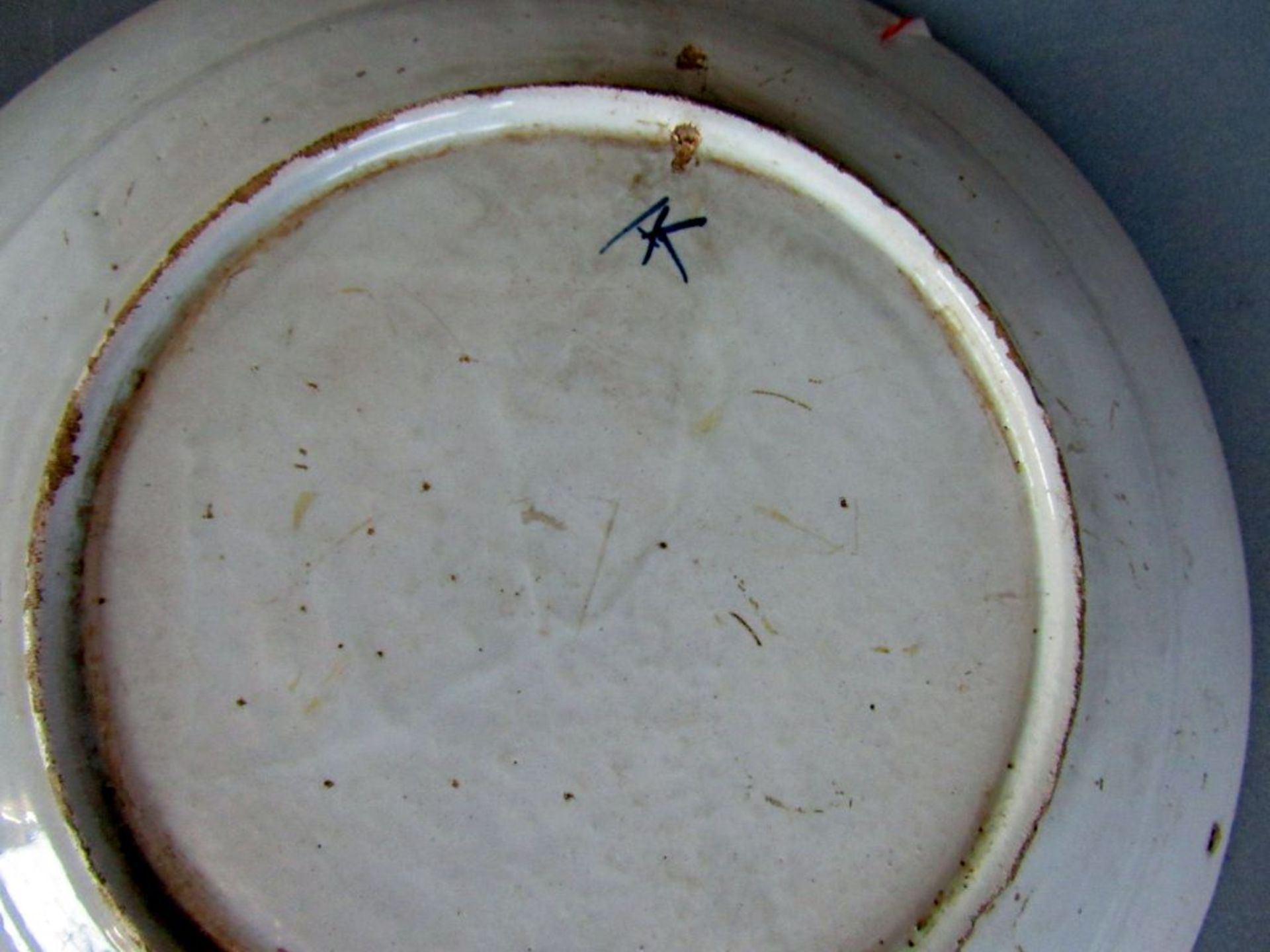 Zwei antike Teller Keramik 35cm - Bild 9 aus 9
