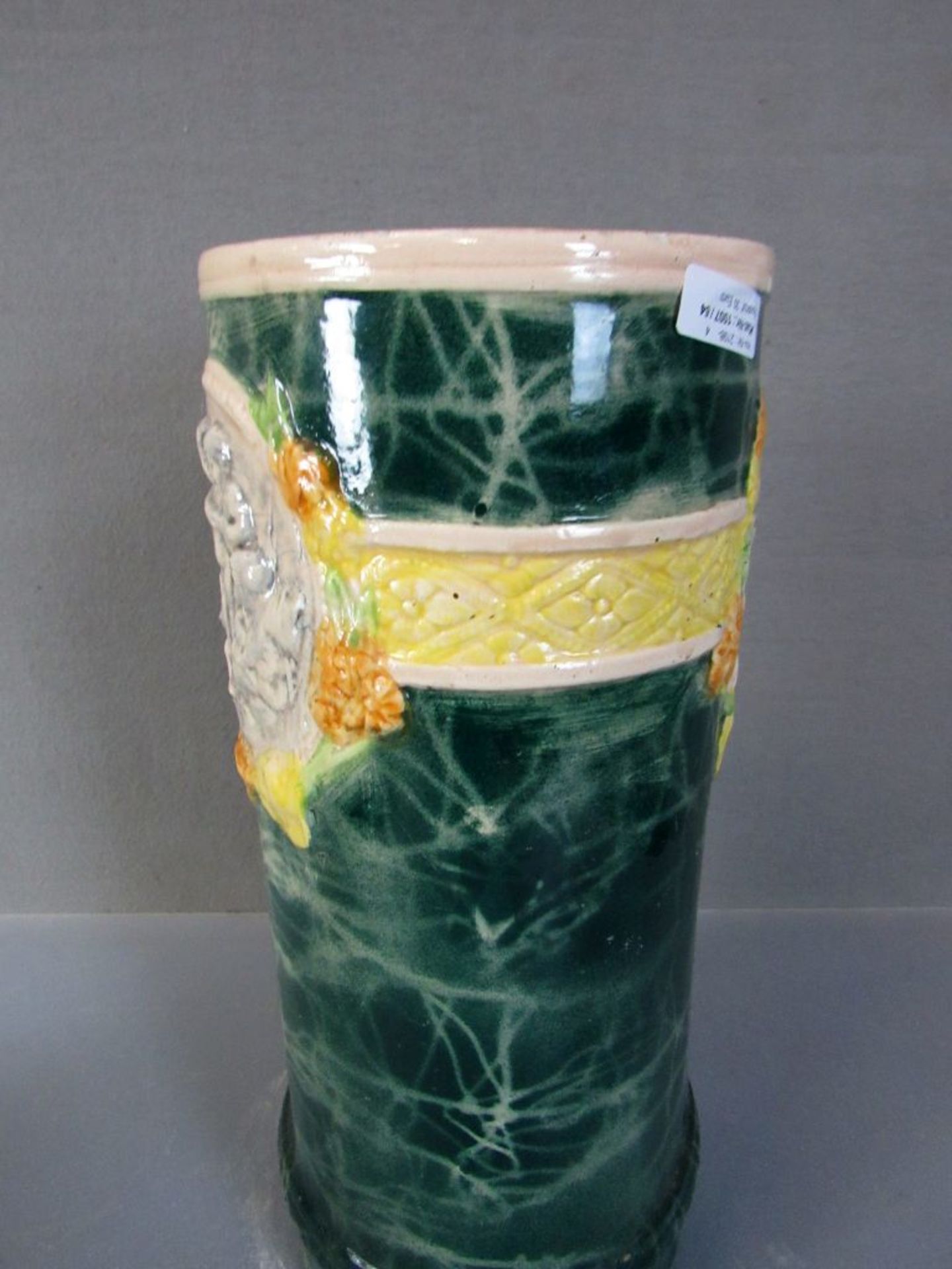 Vase Jugendstil Keramik Medaillon mit - Bild 5 aus 7