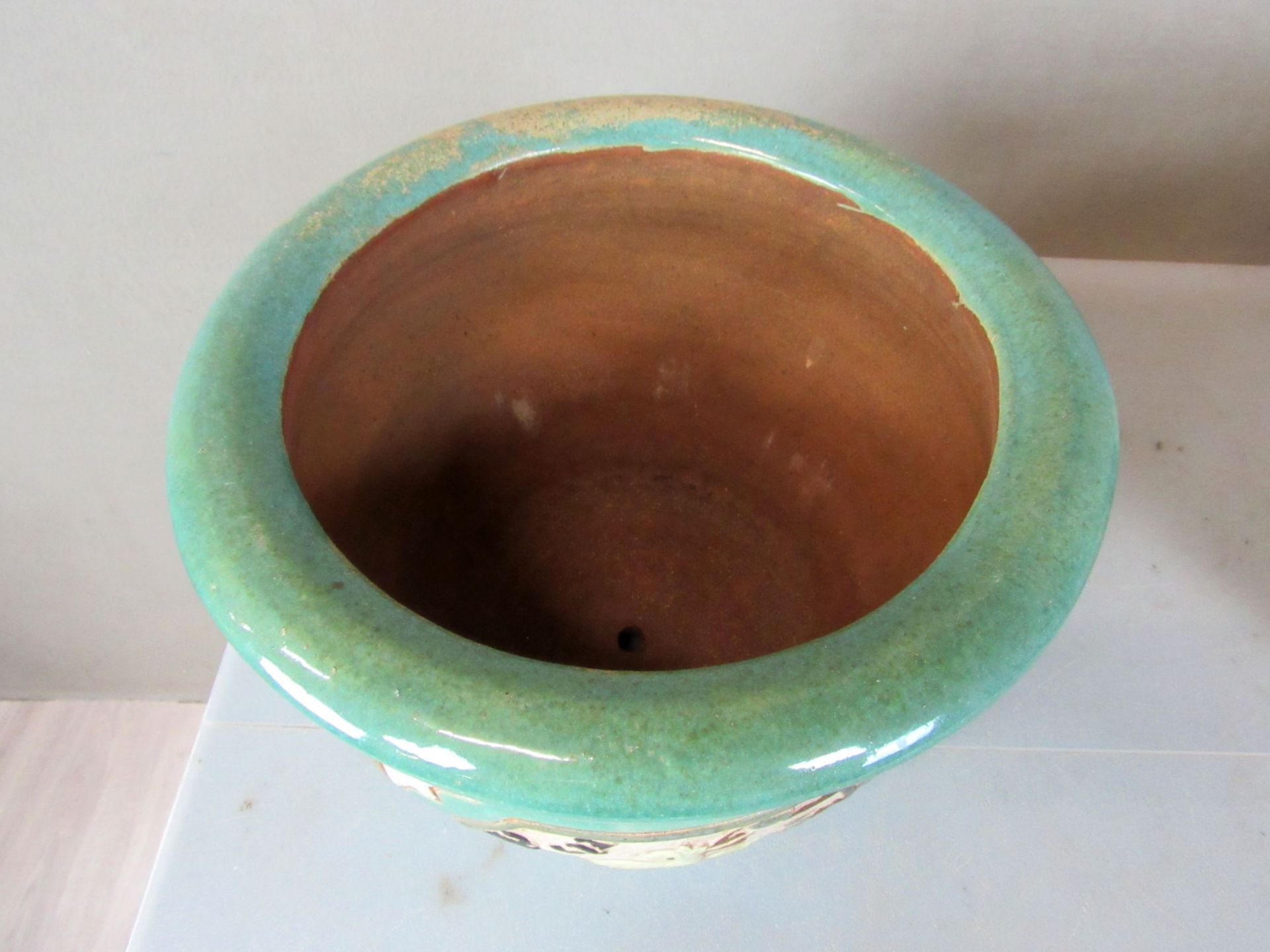 2 BlumentÃ¶pfe lasierte Keramik 38 cm - Image 6 of 8