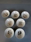 Sieben Porzellan Schalen Norwegen