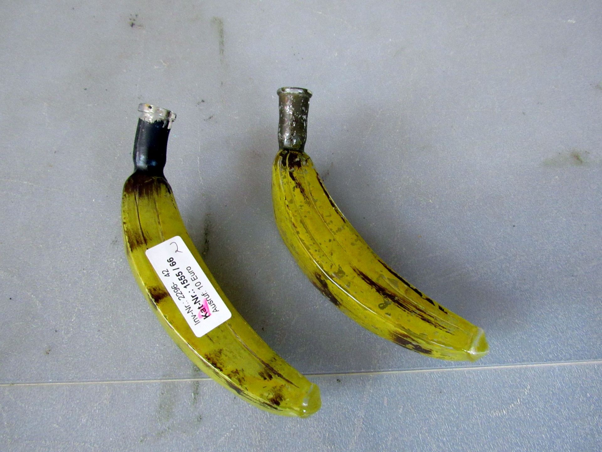 Zwei Bananen Glas 18cm innen hohl wohl