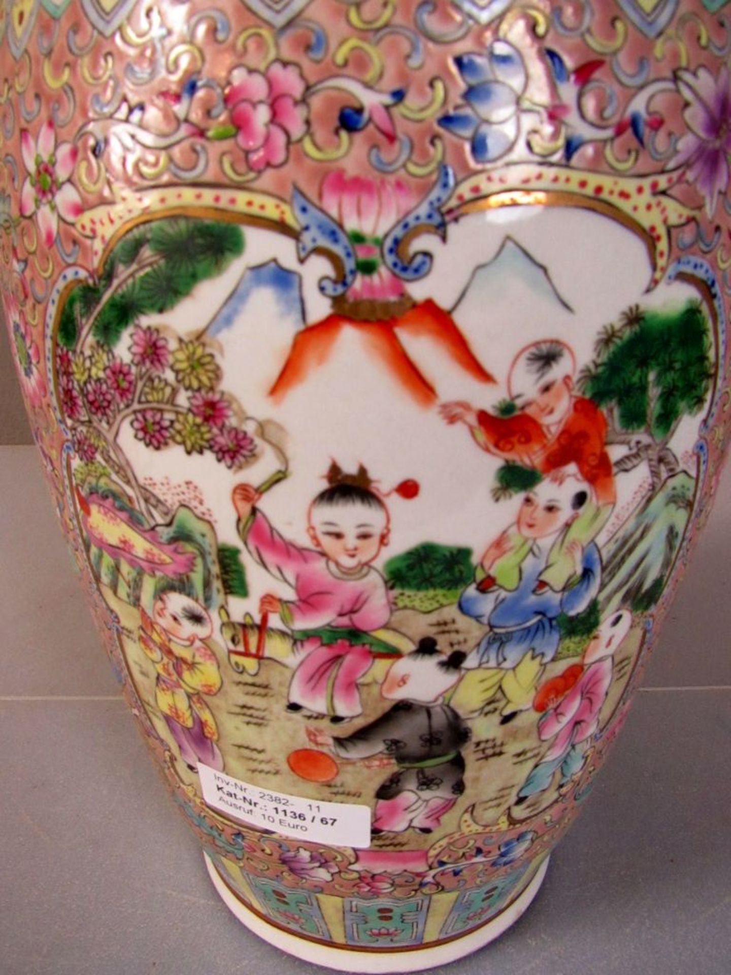 Asiatische Bodenvase Keramik spielende - Image 6 of 8