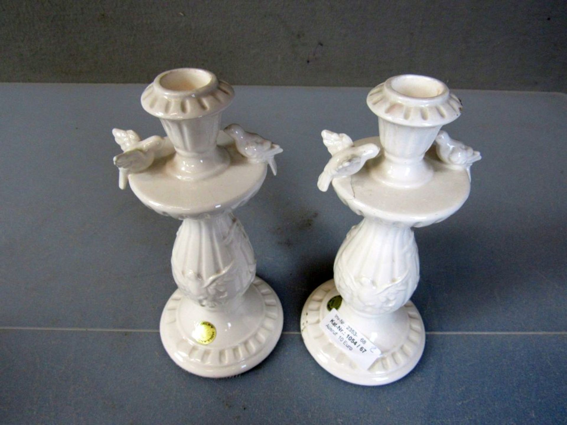 Zwei Kerzenleuchter Delft mit VÃ¶geln - Image 2 of 10