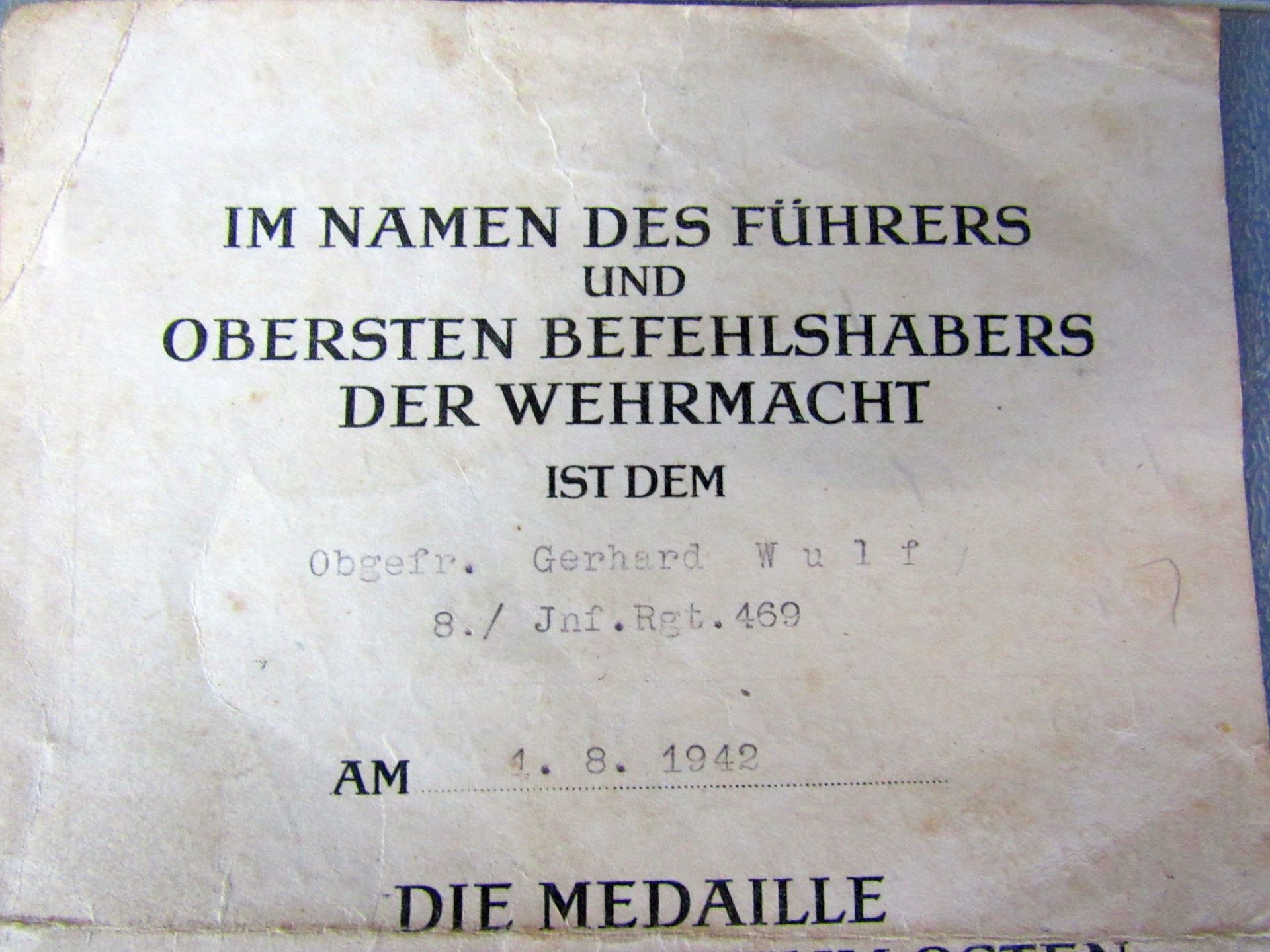 Orden 2.WK Ostmedaille mit Urkunde am - Image 6 of 10